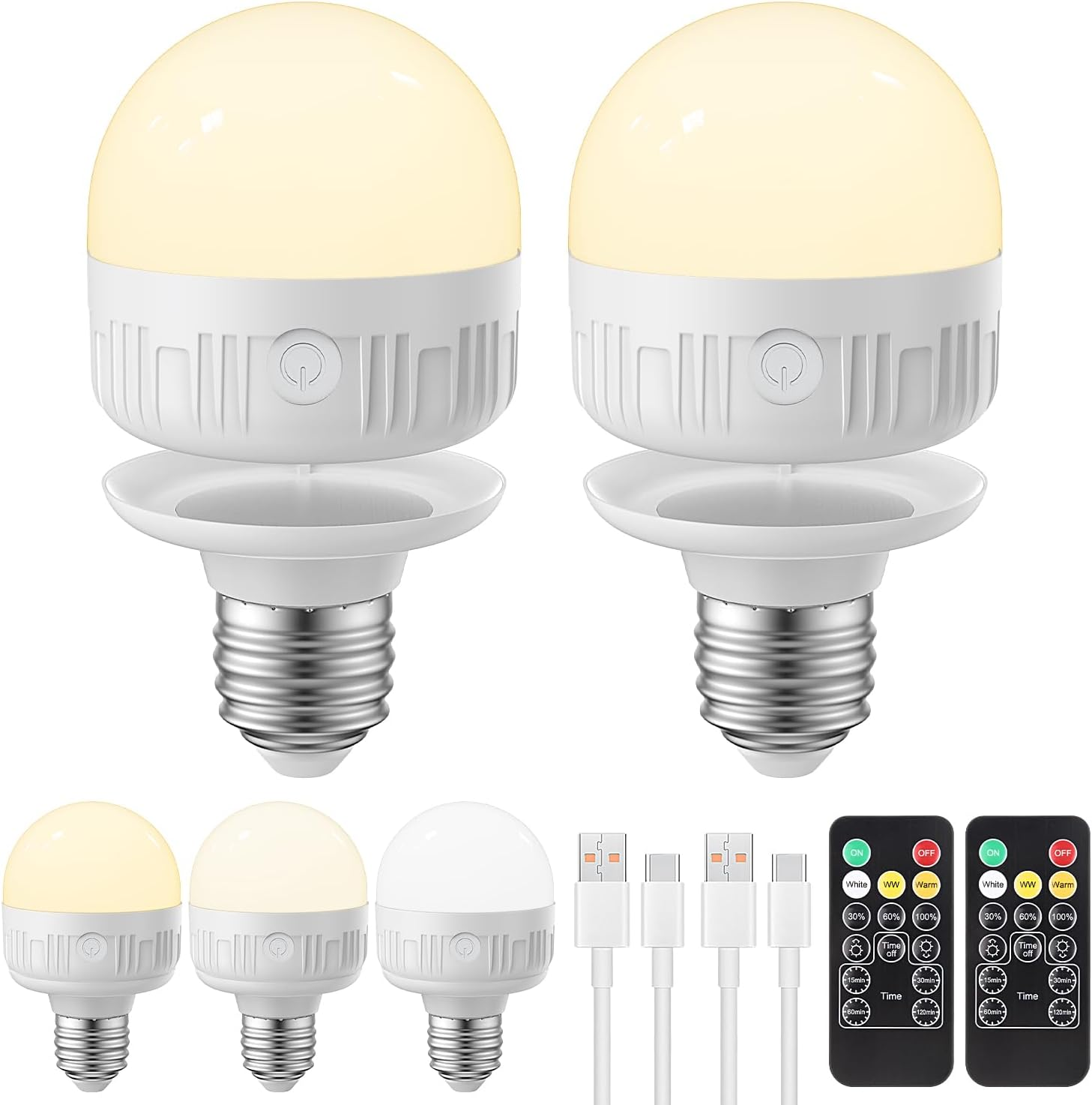 MOKOQI Rechargeable Light Bulbs with Remote Control E27 LED Light Bulb with Dimming and Timer, Magnetic Detachable Bulb for Wall Sconce and Lamp Replace, 2 Pack image number 5