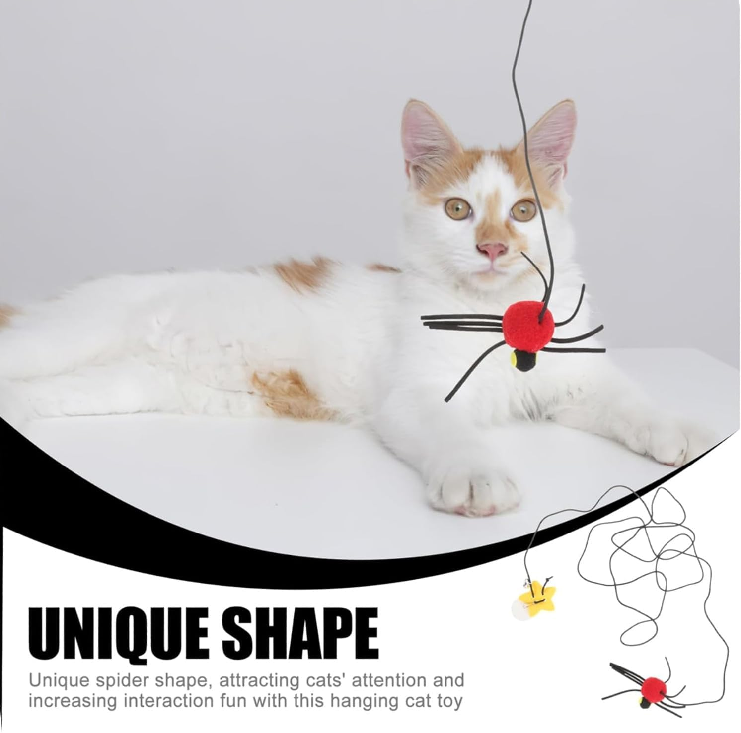 Lyfengdeam 6 PCS Hanging Door Cat Spider Toys,Interactive Cat Toys for Indoor Cats Kitten,Cat Toys with Retractable Rope and Bell,For Small Breeds,For Hunting,Exercise,Boredom Elimination image number 3