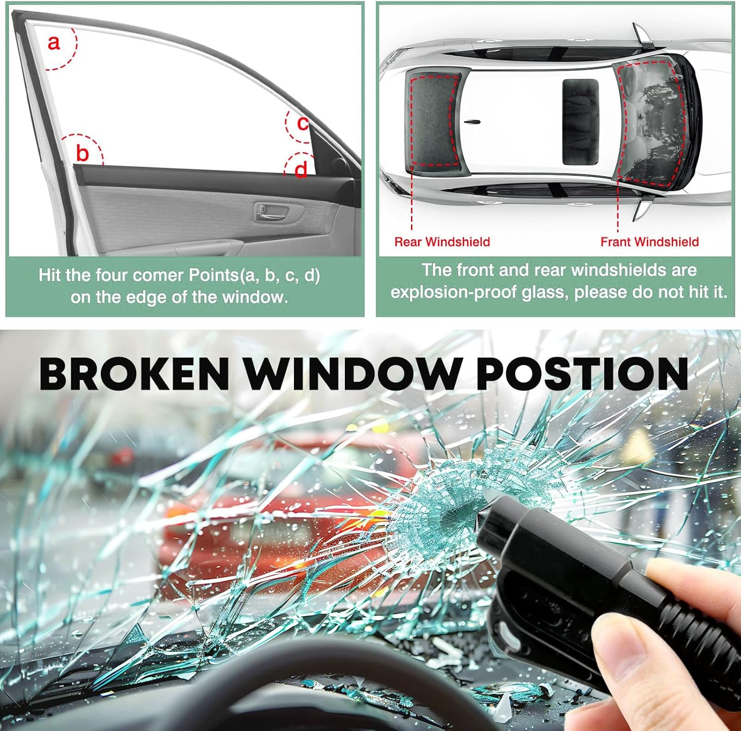 MAEZOE 3-In-1 Car Window Breaker Seatbelt Cutter Keychain, Emergency Window Glass Breaker Tool for Car, Family Safety, Road Trips & Daily Commute &ndash; 3PCS image number 5