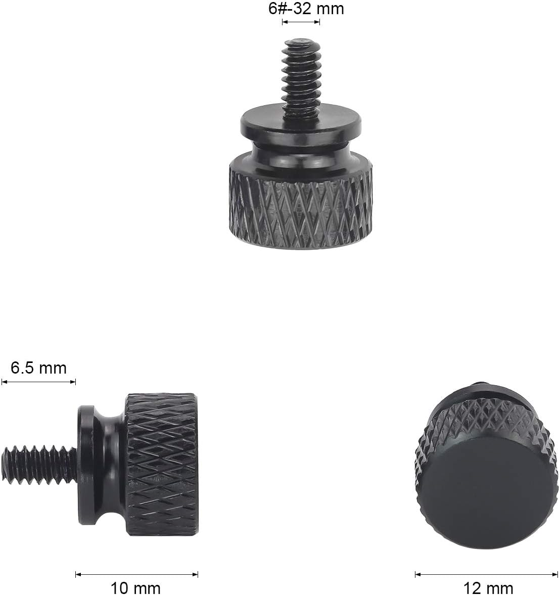 6#-32 Anodized Aluminum Thumbscrews, Computer Case Thumbscrews, Thumb Screws, Black, 10 PCS image number 5