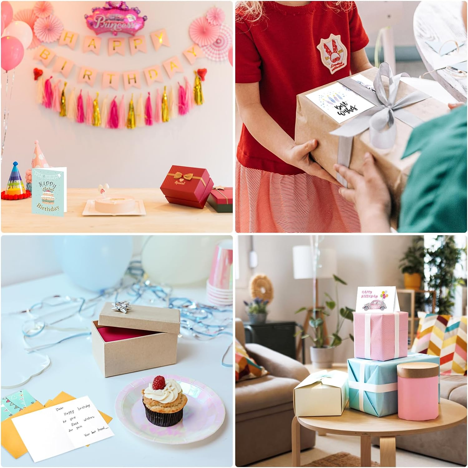 Bighan 24 Pcs Birthday Cards Assortment, Happy Birthday Card Anniversary Cards for Kids Men and Women Family with 24 Pcs Envelopes and 2 Stickers image number 6