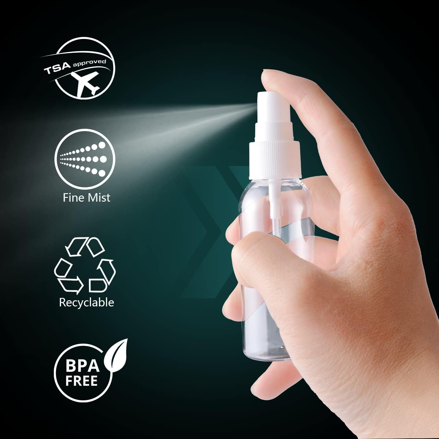 Pack of 4 Small Spray Bottles, Atomiser Spray Bottle, Mini Spray Bottle, Portable Plastic Spray Bottle, Water Spray Bottle, for Filling Perfume, Alcohol, Care Liquid and Cosmetics (15 Ml) image number 5