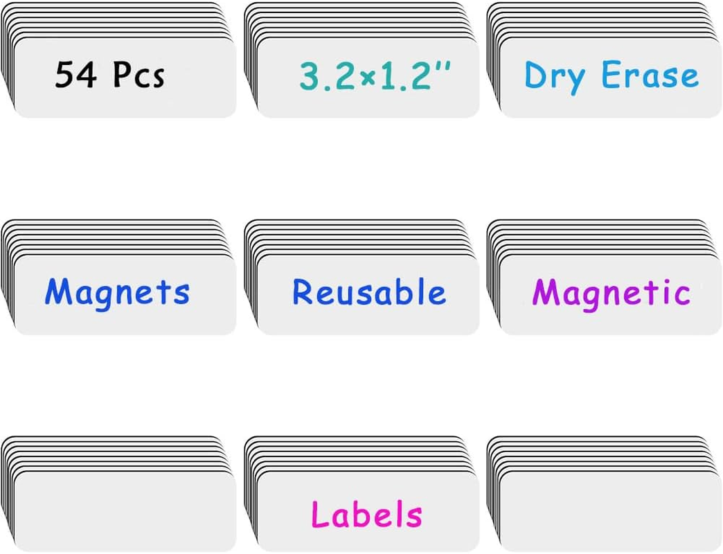 54Pcs Magnetic Dry Erase Labels, 3.2 X 1.2 Inch White Magnetic Name Tags for Students Classroom, Whiteboard, Refrigerator, Locker Classroom Office Home and More image number 3