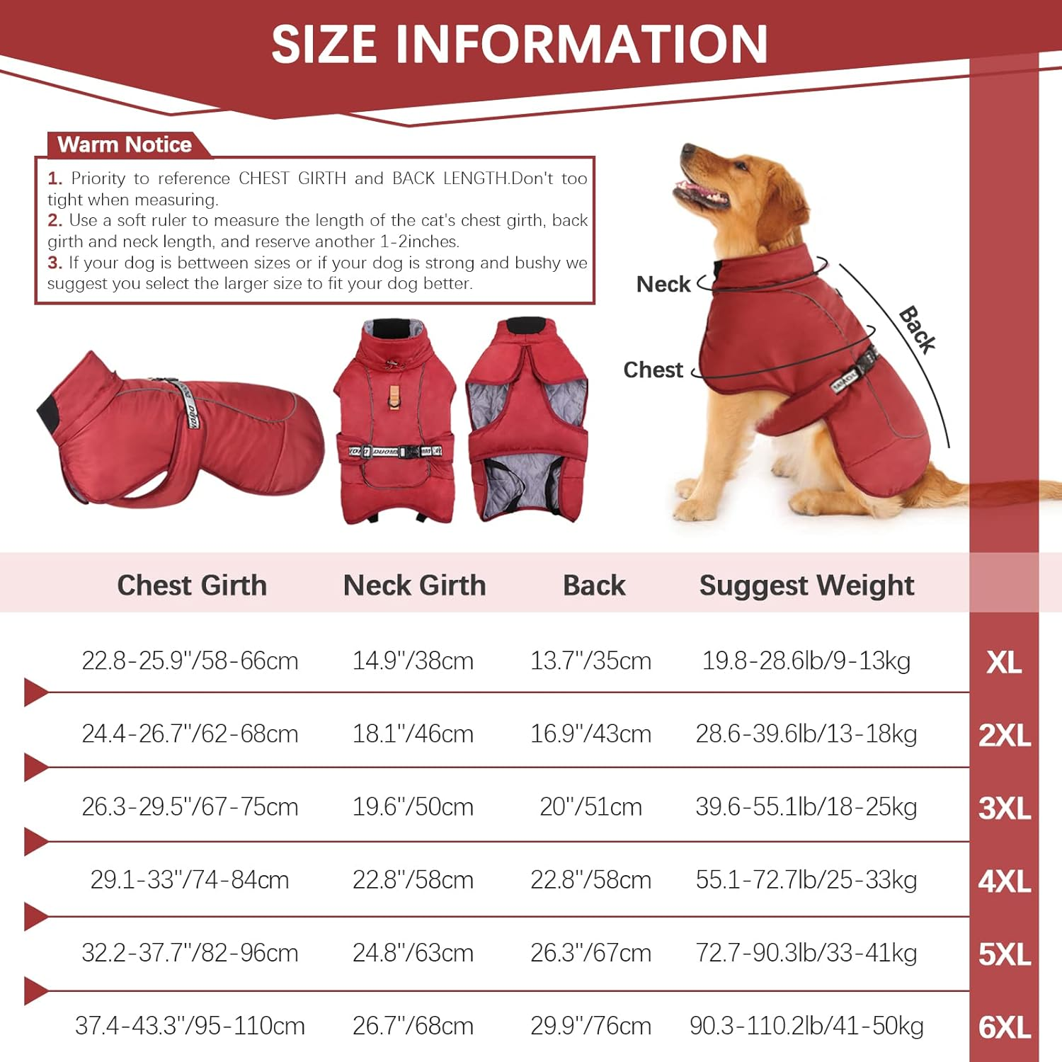 ROZKITCH Extra Warm Dog Coat Reflective Adjustable Dog Jacket Dog Winter Coat with Buckle Fleece Turtleneck Dog Jacket for Cold Weather Soft Winter Coat for Small Medium Extra Large Dogs image number 4