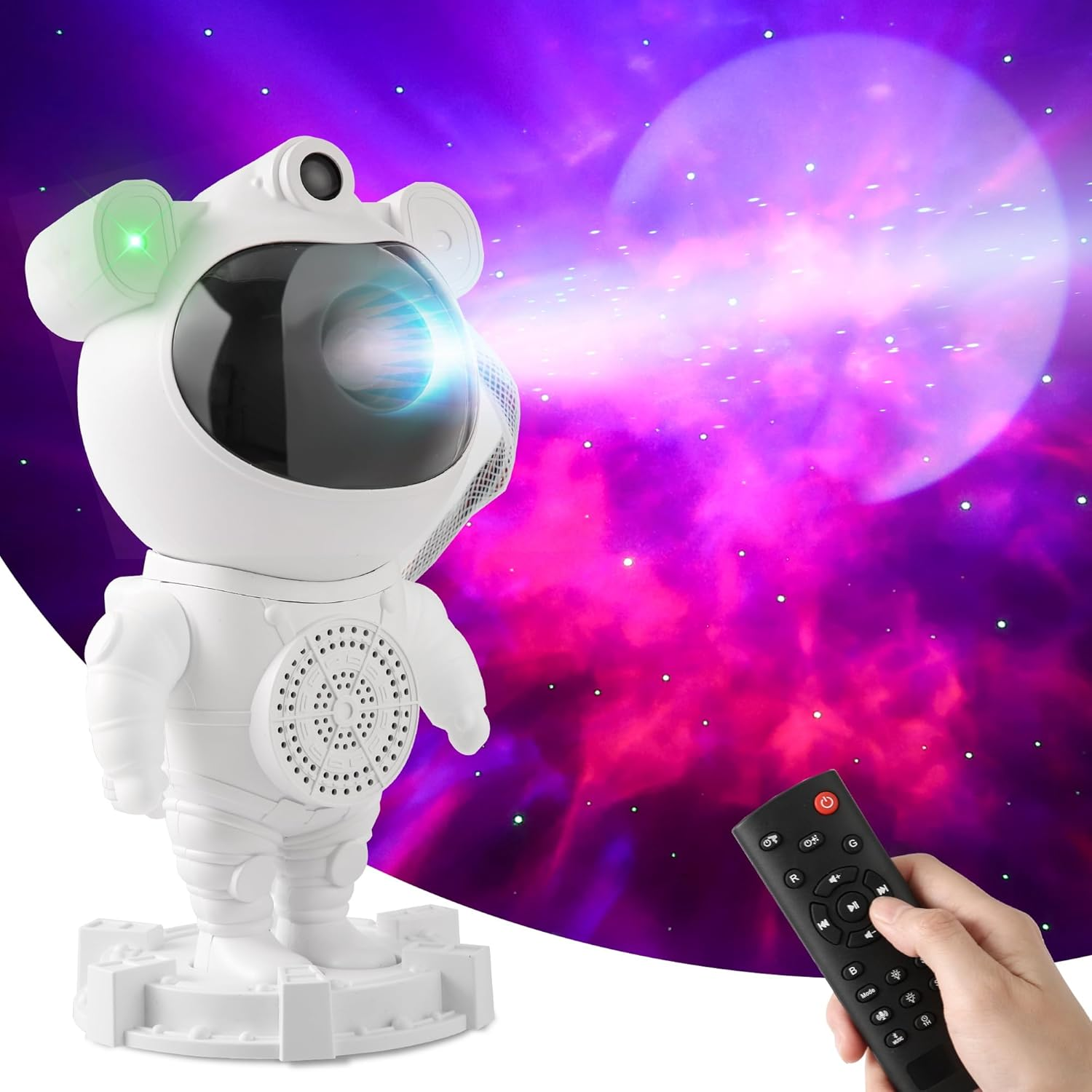Star Projector Galaxy Light with Bluetooth Speaker,9 Nebula Effects & 8 Natural Sounds,360&deg; Rotation Astronaut Space Night Light with Remote and Timer for Kids Adults Bedroom Decor image number 3
