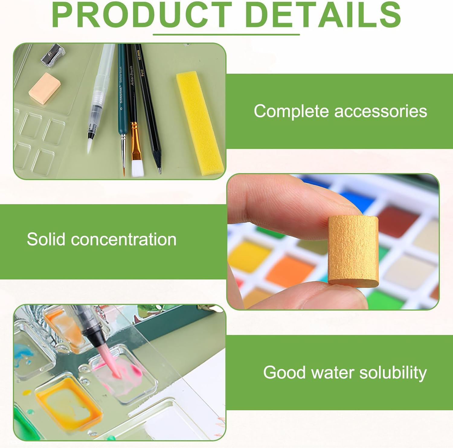 Watercolor Paint Set, 50 Vibrant Colours Including Pearlescent Shades in a Sturdy Metal Tin, Foldable Paint Set for Easy Travel, Ideal for Artists & Beginners, Perfect for Sketching & Outdoor Painting image number 2