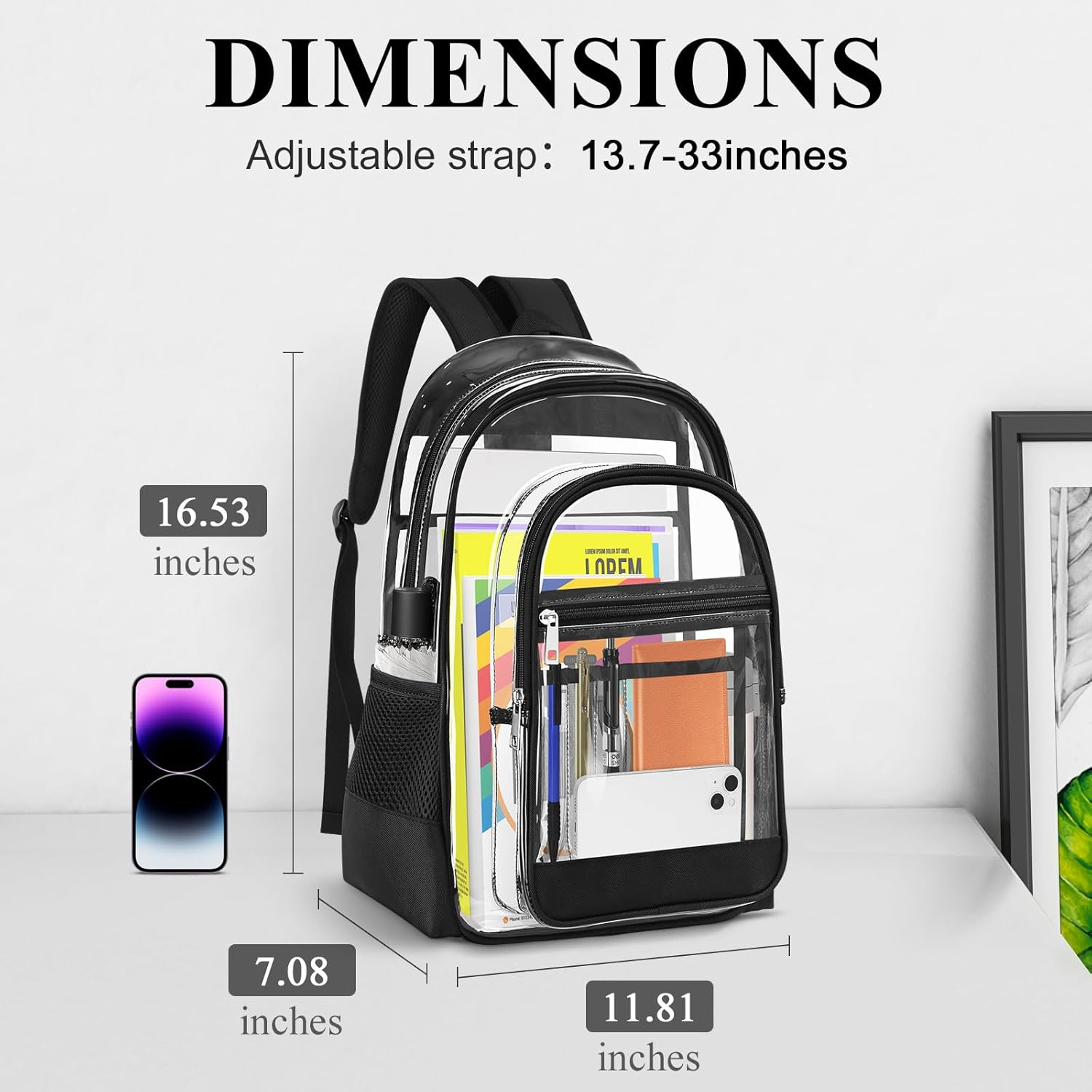 Blvornl Clear Backpack, Heavy Duty PVC Transparent Backpack image number 6