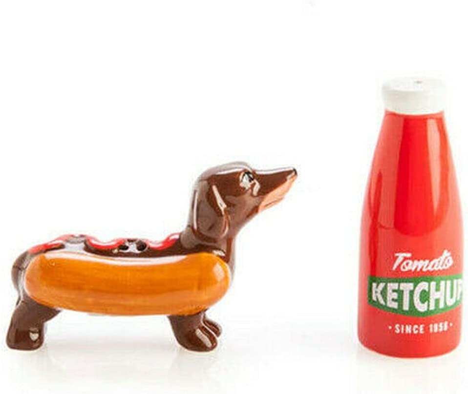 MDI Australia Sausage Dog & Ketchup Salt & Pepper Set Salt & Pepper Shakers, Brown/Red, PP-SP_SDK image number 3