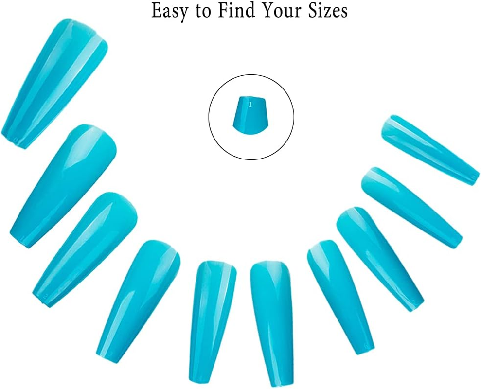 CHANGAR Colorful Long Coffin False Nails Ballerina Fake Nail Candy Press on Nail Acrylic Nail Tips Full Cover Colorful Artificial Nails for Nail Salons and DIY Nail Art (100Pcs)