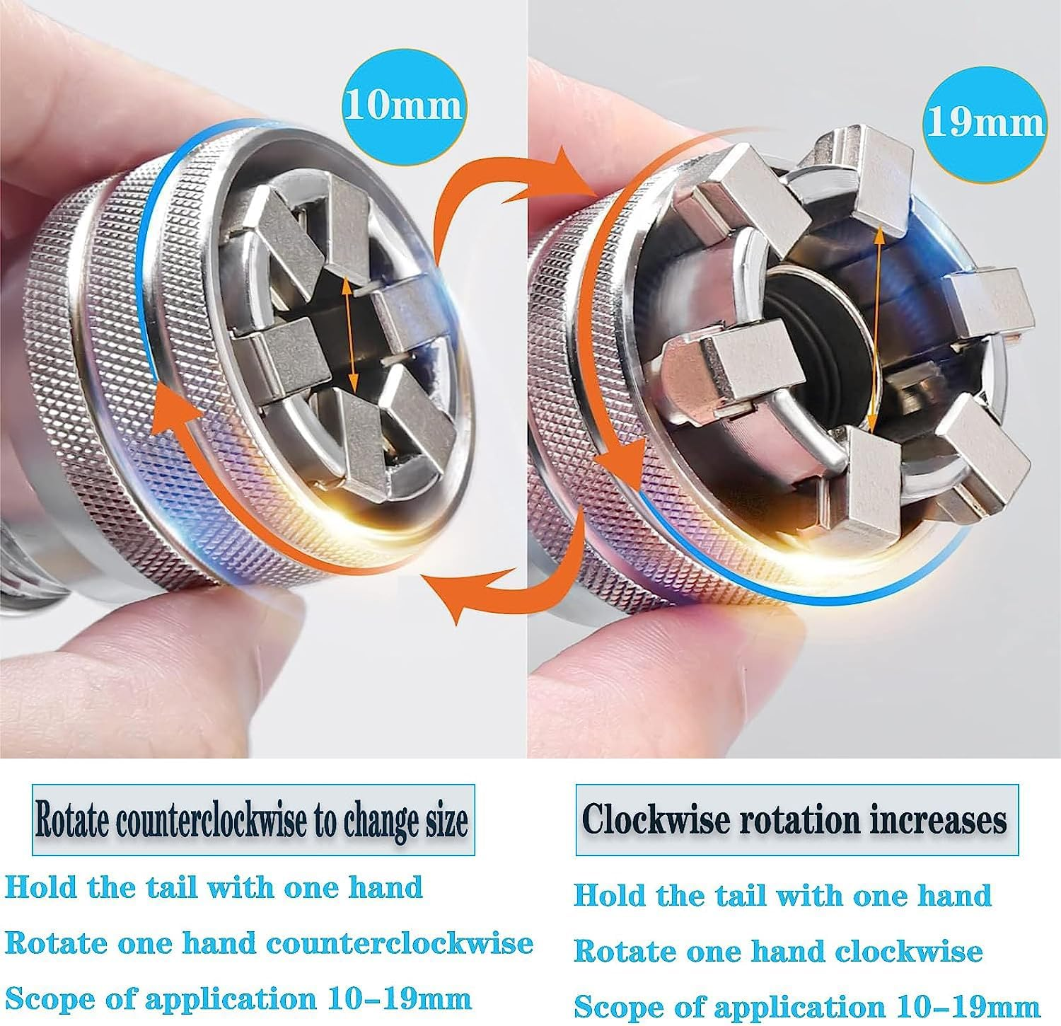 YUENTOEN Adjustable Universal Socket Wrench, Multi-Functional Magic Sleeve Universal Maintenance Tool, 10Mm-19Mm Universal Sockets Tools for 3/8" Drive Ratchet Torque Wrench and Power Drill image number 4