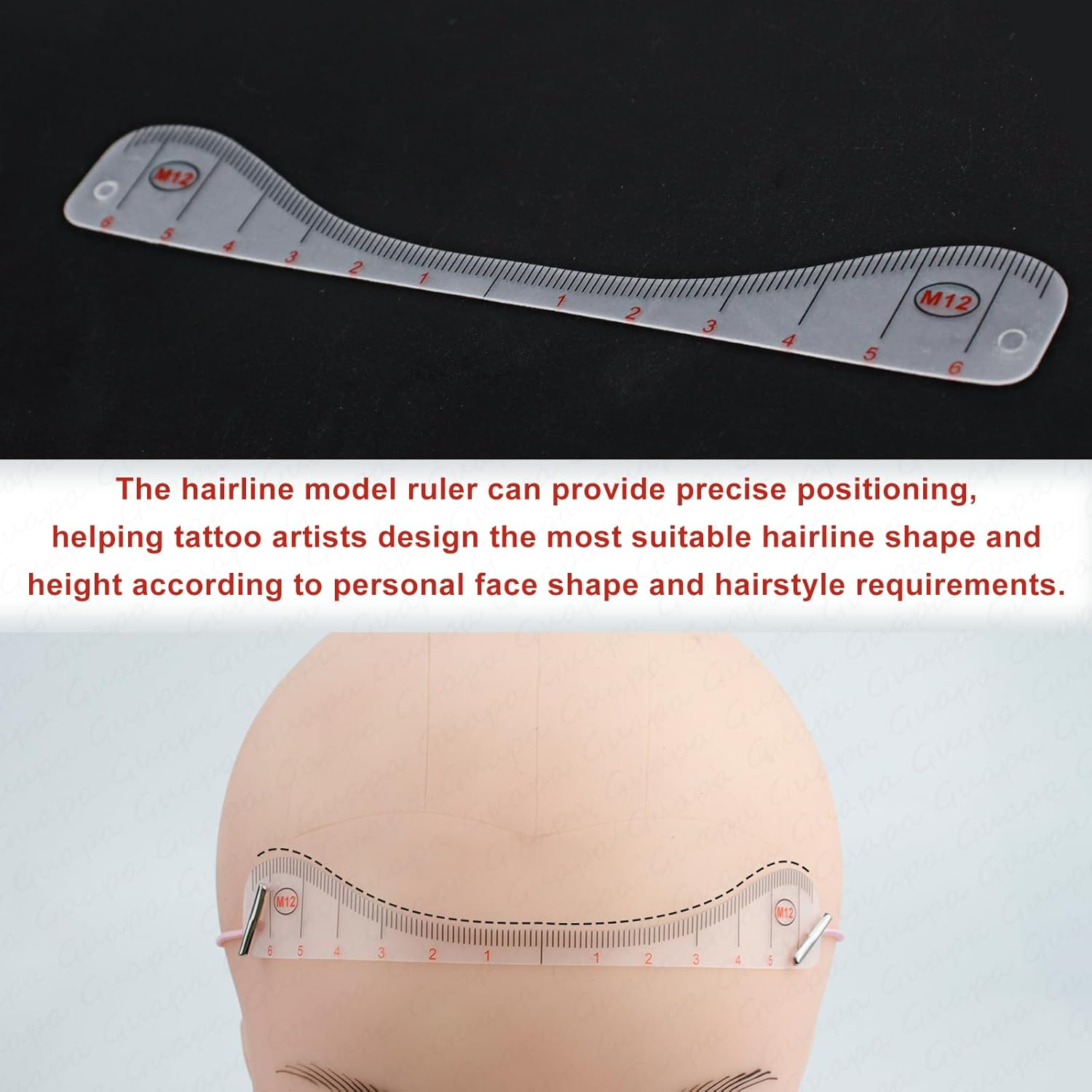 Hair Line Drawing Stencil, Micropigmentation, Multiple Styles for Men and Women, Precision Tool for SMP & Permanent Makeup (1 Pack Scalp Hairline Ruler) image number 3