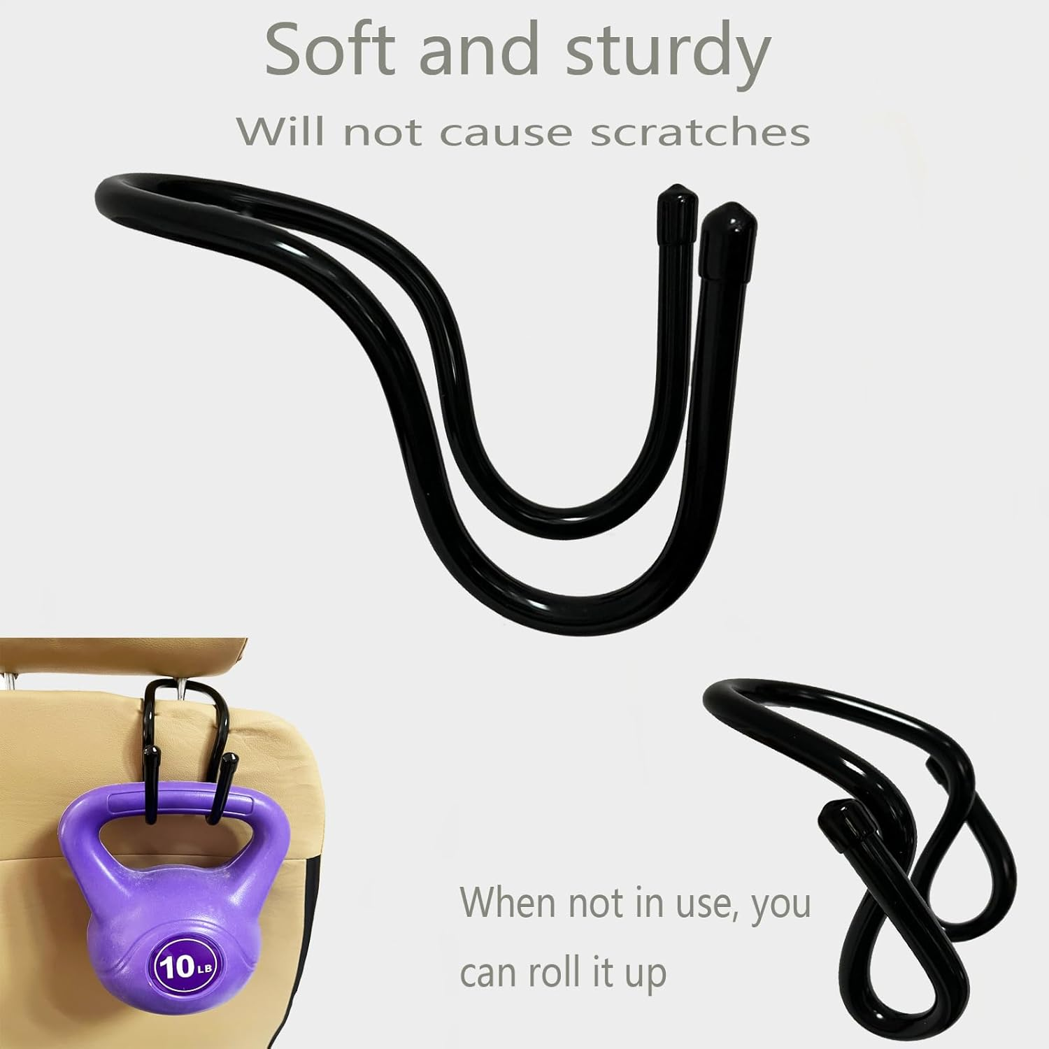 Pmsanzay Flexible Car Seat Headrest Hook, Universal Headrest Storage Hanger for Purse Bags Coat Cowboy Hat Umbrella, Easy to Shape - Many Uses in a Car or Truck, Flexible and Sturdy - No Scratches image number 6