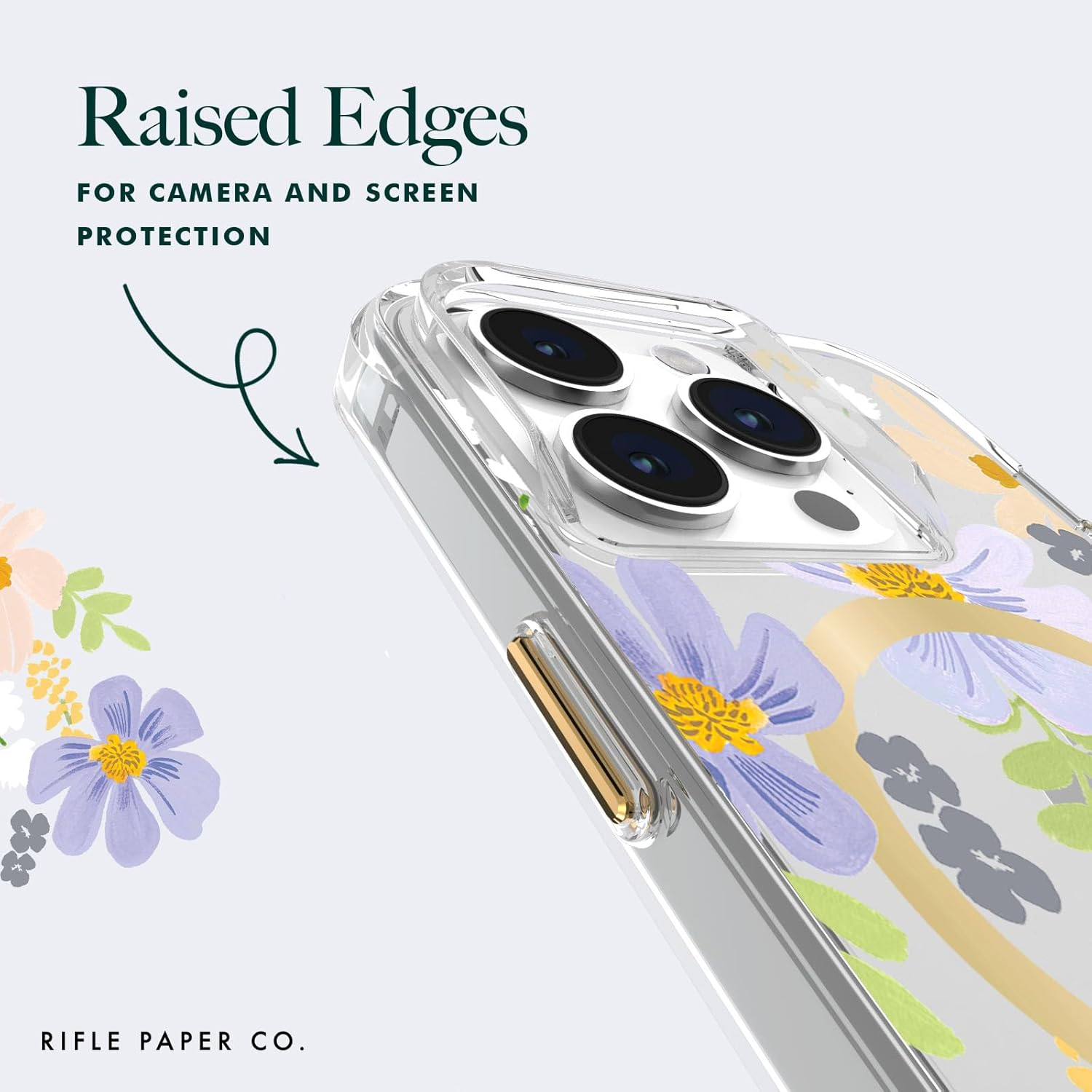 Rifle Paper Co. Iphone 15 Pro Case [Compatible with Magsafe] [12Ft Drop Protection] Cute Iphone Case 6.1" with Floral Pattern, Anti-Scratch Tech, Shockproof Material, Slim Fit - Willow - Petite Fleurs image number 5