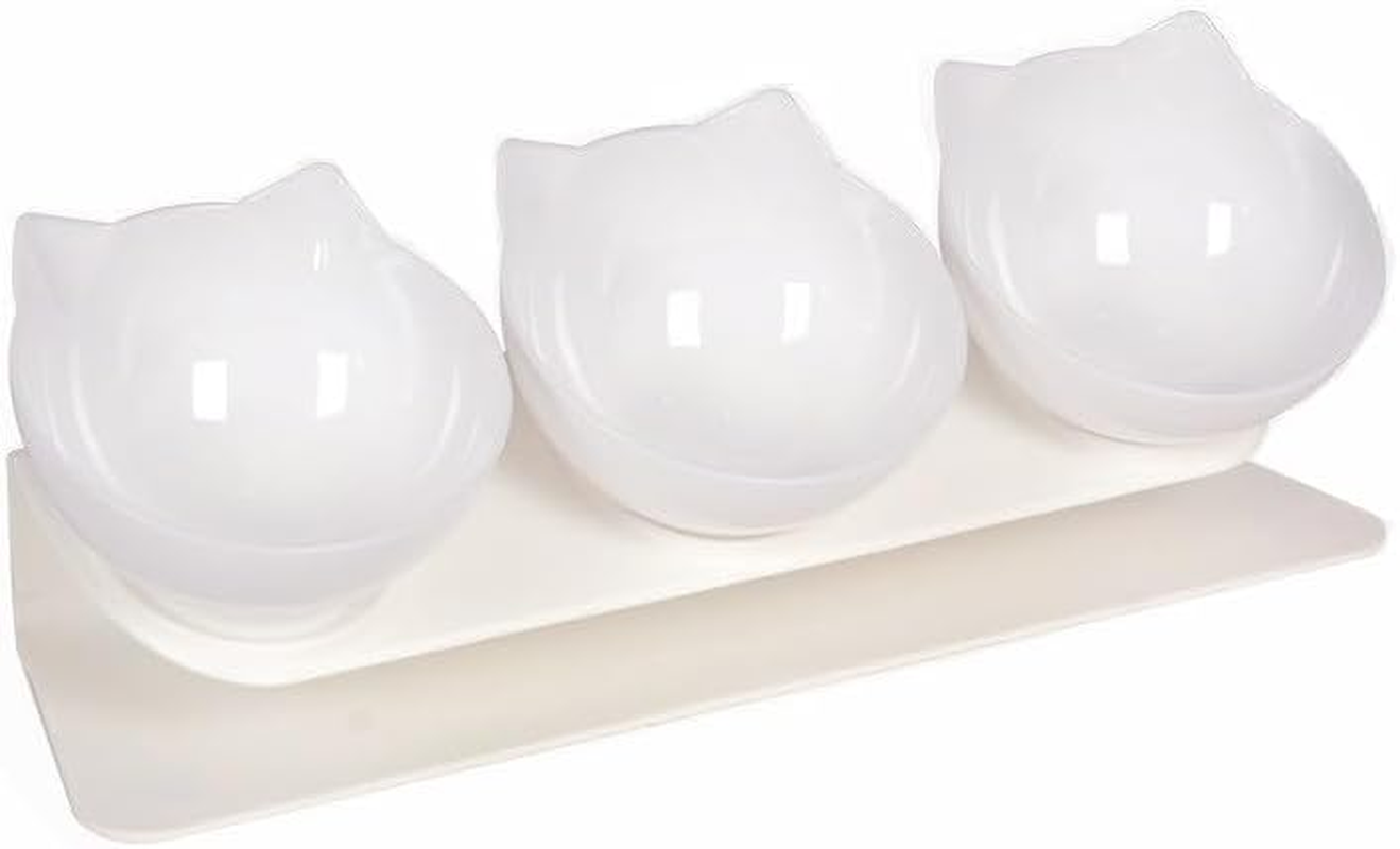3Pcs Non-Slip Cat Bowl Holder, Liftable and Safe Pet Food or Water Bowls for Rabbits Indoor Puppies 41 * 14 * 14Cm Concepts 15&deg; (Black+White+Transparent) - Mix image number 2