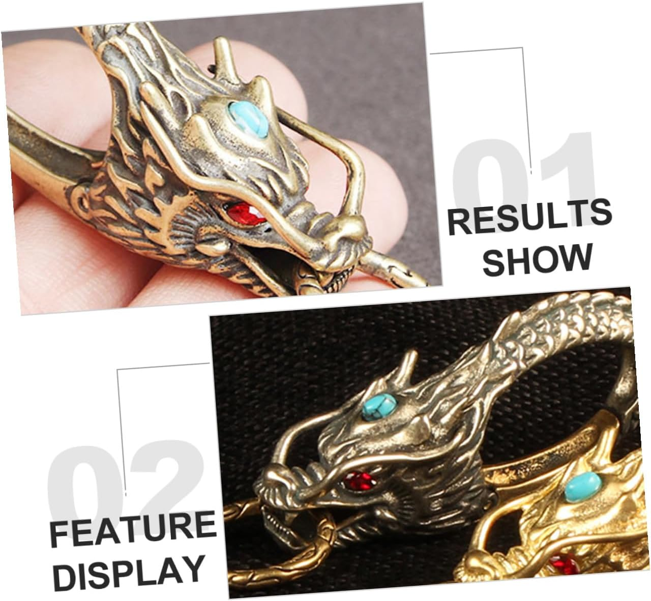 BCOATH Retro Brass Dragon Head Key Buckle Waist Key Clasp for Men Vintage Style Personalised Accessory image number 2