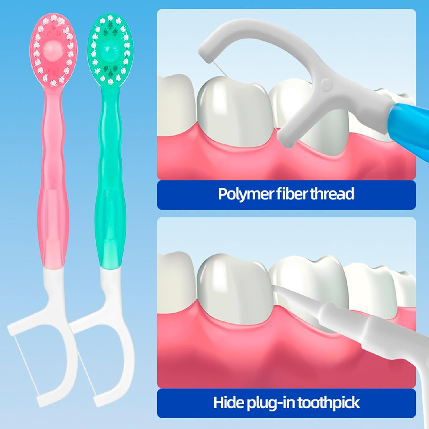 5 in 1 Toothbrush & Floss, 26Pcs Mini Toothbrushes with Toothpaste, All in One Oral Care on the Go, 5 in 1 Mini Brush, Toothpaste and Floss, Disposable Travel Toothbrush Set