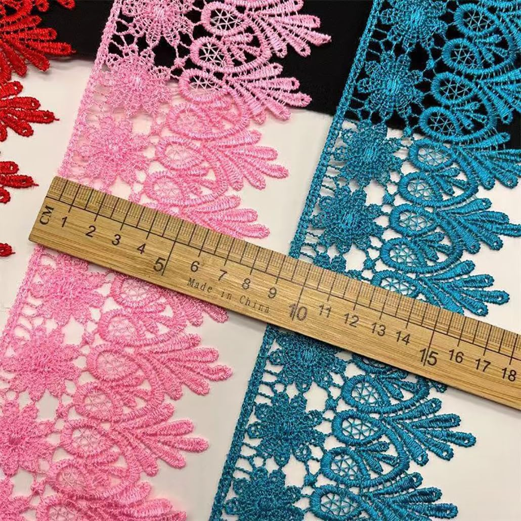 Kuasting 7.5 Yards Floral Lace Edge Trim 9CM Tassel Lace Trim Width Europe Chips Pattern Inelastic Embroidery Lace Trim for Sewing Making, DIY Crafts, Gift Wrapping, Wedding Decor (White) - Dark Coffee image number 4