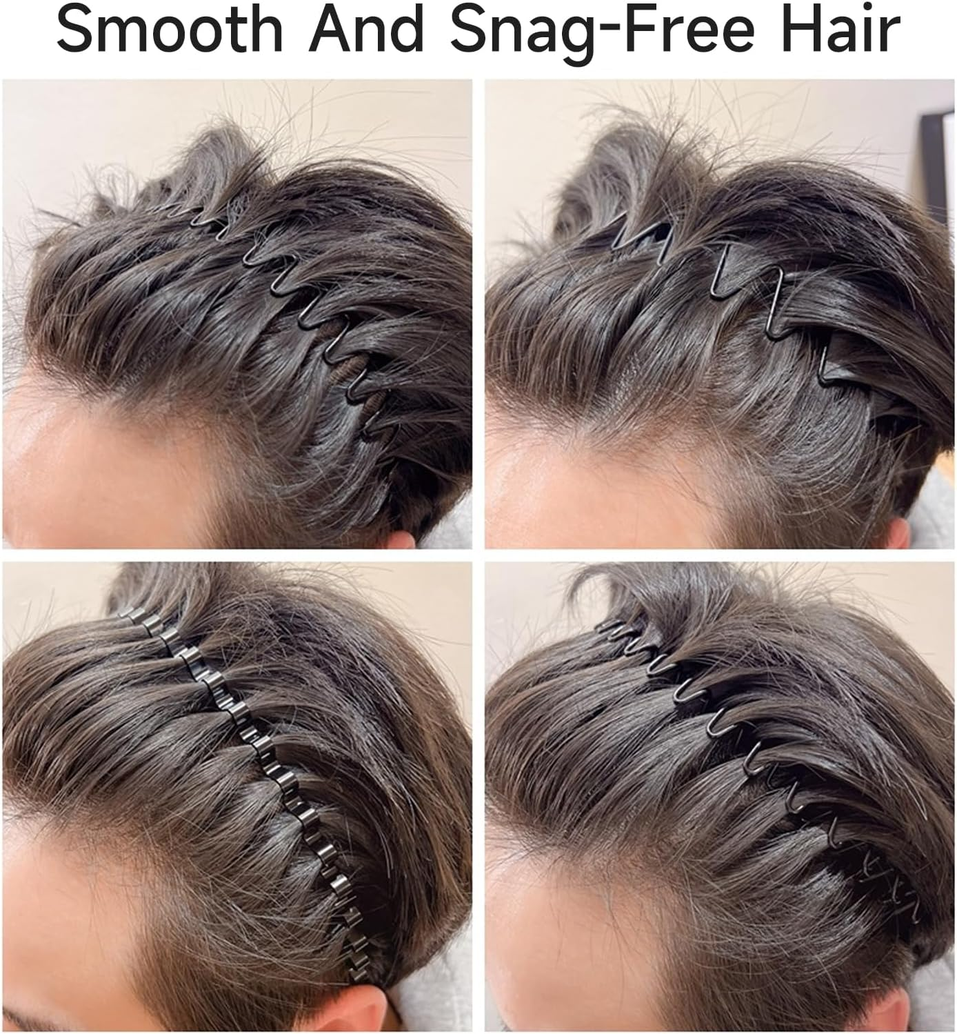 LMXMGRG 6 Pcs Metal Hair Band for Men Unisex Wavy Headbands Outdoor Sports Headbands Hair Bands Unisex Black Elastic Non Slip Headwear Accessories image number 1