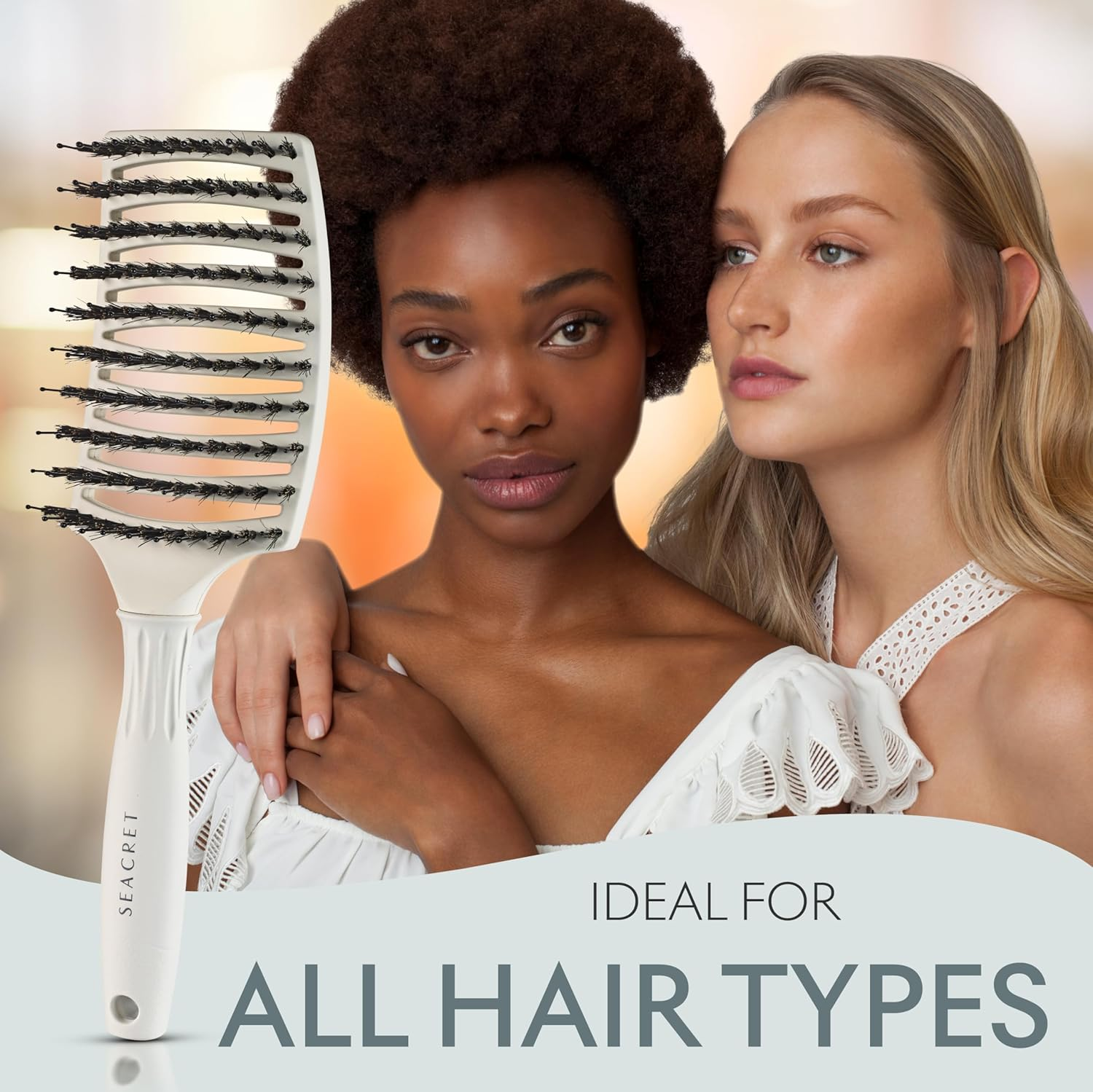 SEACRET Flexi Pro Styling Detangling Hair Brush, Ergonomic Detangling Brush for Curly & All Hair Types, Soft Bristles for Gentle Care, Prevents Breakage, Vented Design for Faster Drying image number 1
