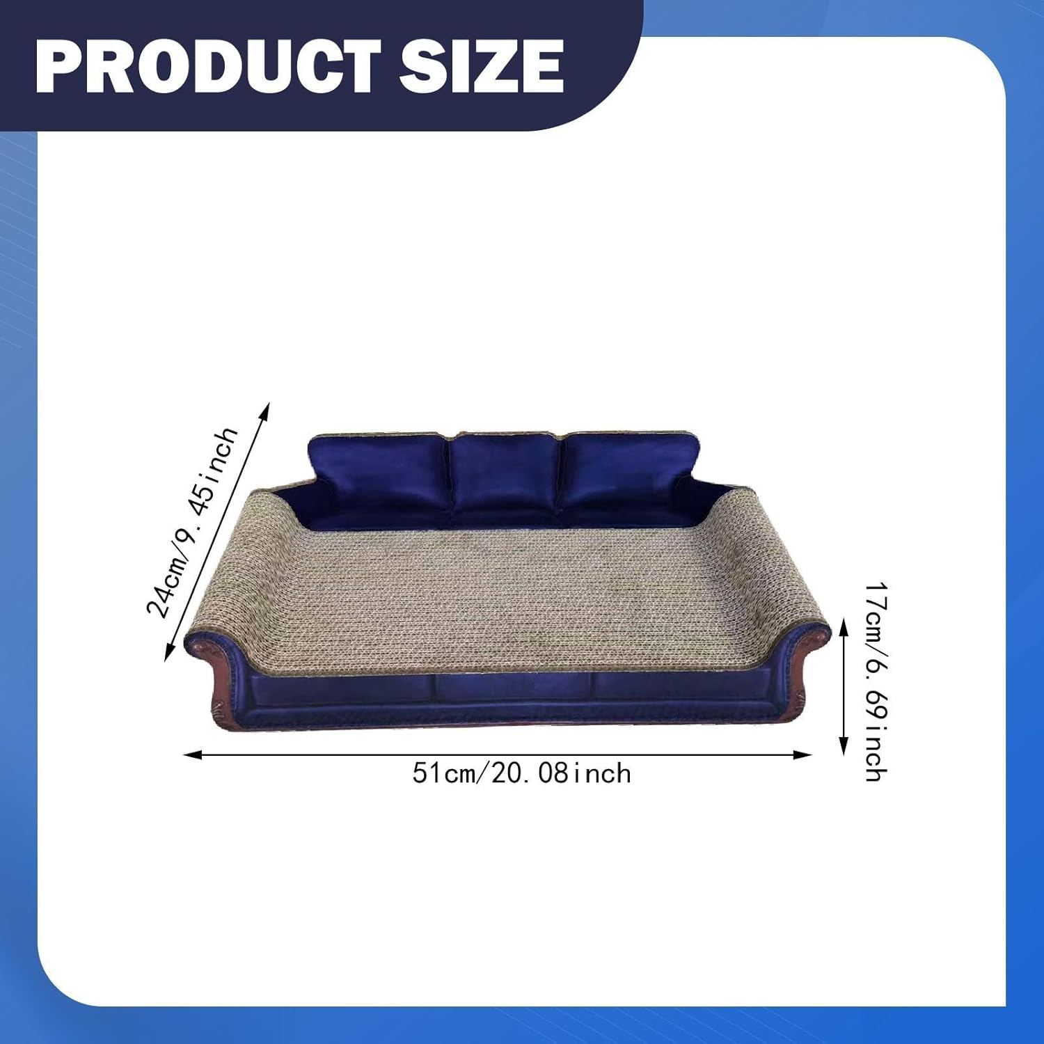MFMEXUL Cat Scratcher, Sofa Bed, Protects Carpets and Sofas, Pet Toy, Cardboard Bed for Resting, Blue - Blue image number 6