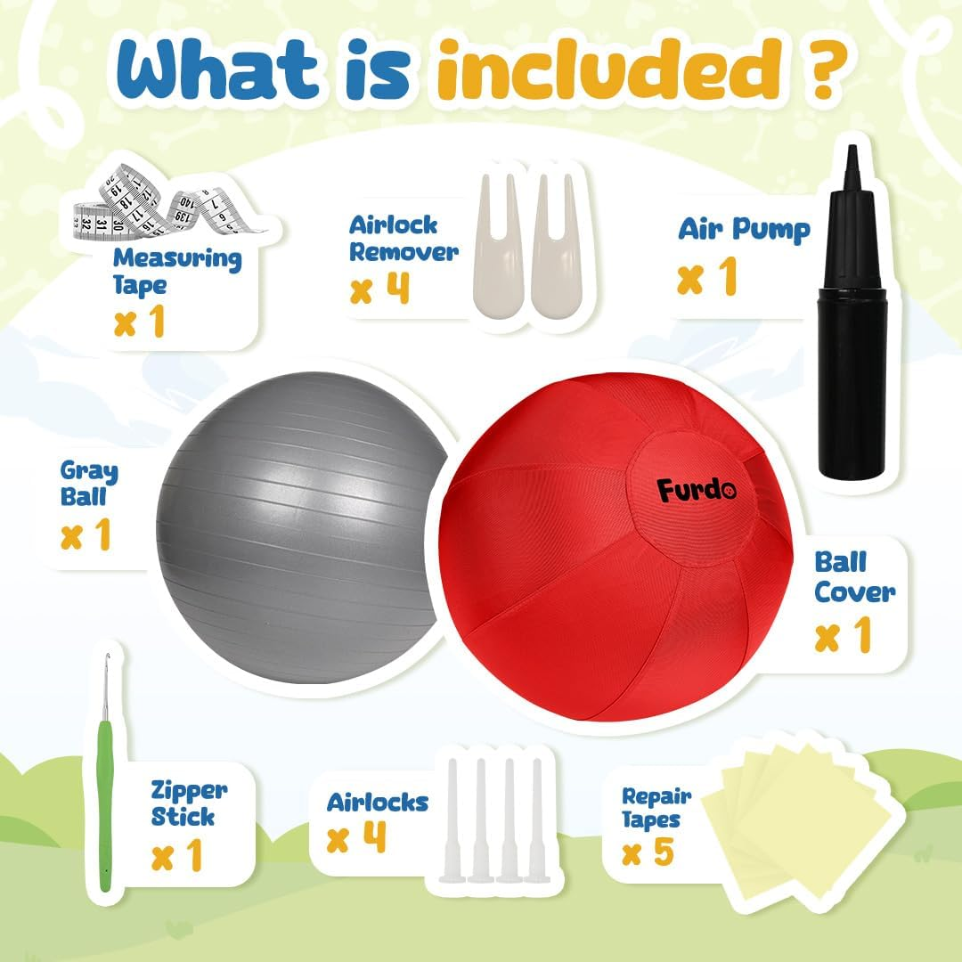 Furdo 25" Herding Ball for Dogs, for Australian Shepherd, for Cattle Dogs, for Border Collie, for Blue Heelers & Other Medium to Large Dogs, Herding Dog Ball, Herding Dog Toys, Horse Ball - Red image number 2