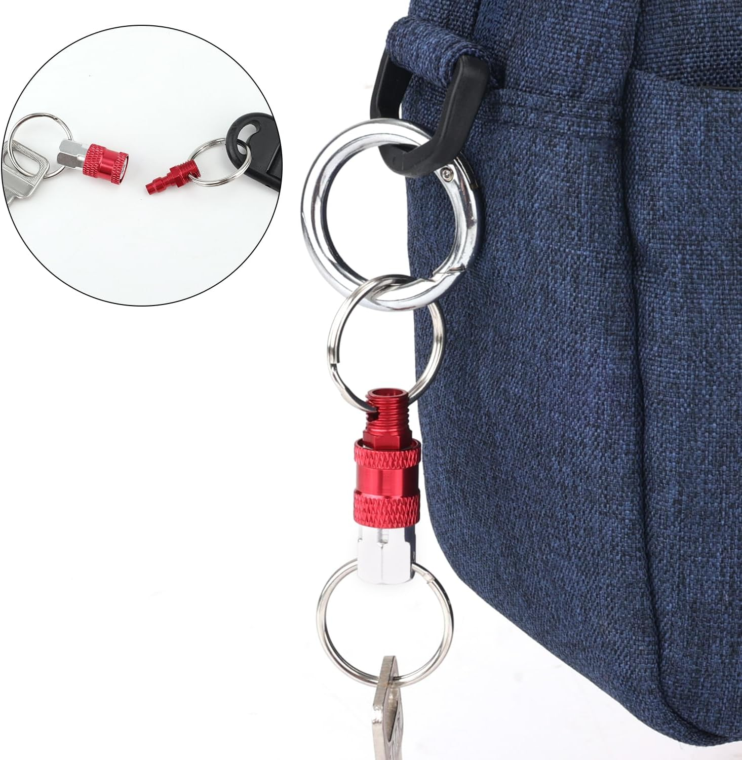 6 Pack Pull Apart Keychain, Quick Release Keychain Aluminum Keychain with 2 Split Rings Chain Separate Detachable Key Rings Quick Release Disconnect Keyrings Convenient Accessory Gift (Mixed Color), image number 5