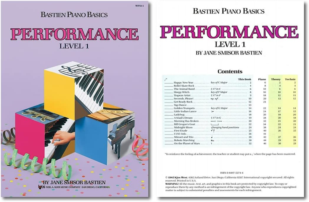 Bastien Piano Basics Level 1 Learning Set by Bastien - Lesson, Theory, Performance, Technique & Artistry Books & Juliet Music Piano Keys 88/61/54/49 Full Set Removable Sticker image number 5