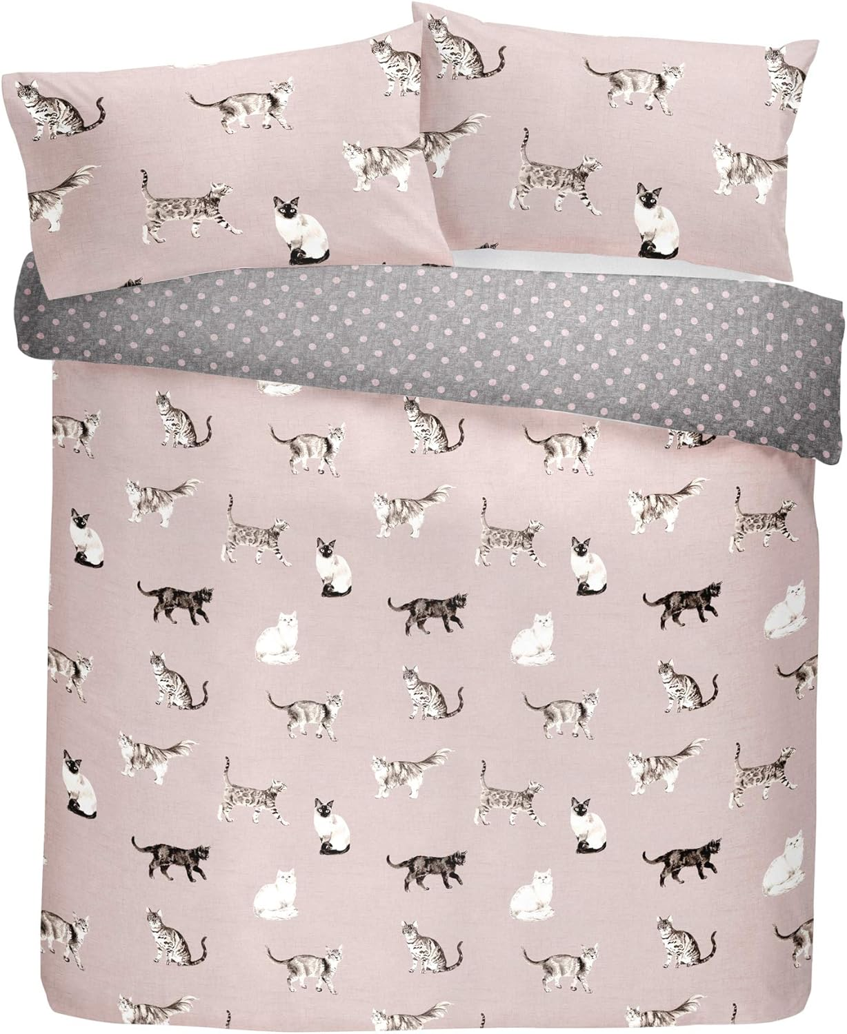 Fusion - Cats - Easy Care Duvet Cover Set - King Bed Size in Blush image number 2