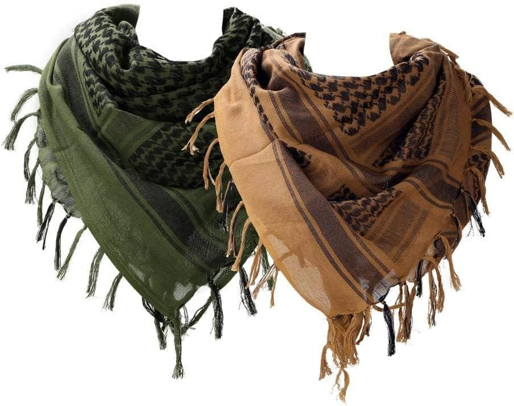 Cotton Military Scarf Shemagh Tactical Desert Keffiyeh Arab Wrap for Women Men 43"X43" Pack of 2 image number 1