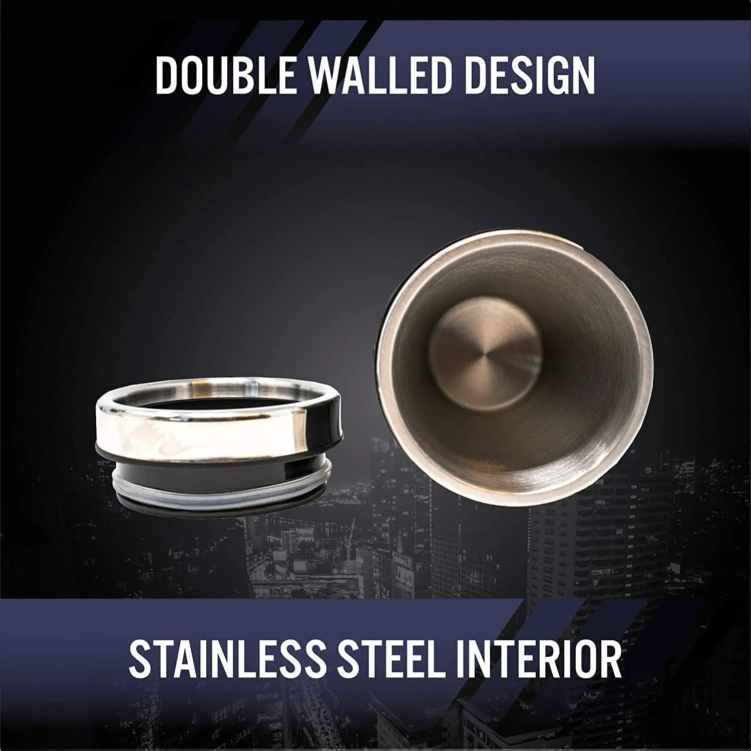 Paladone PP4380BM Batman Travel Mug | Reuseable Commuter Cup Coffee & Tea Flask | Easy Clean | Double Walled Insulation | 450ML Capacity | Spill Proof, Black, 9 X 9 X 18 Cm image number 1