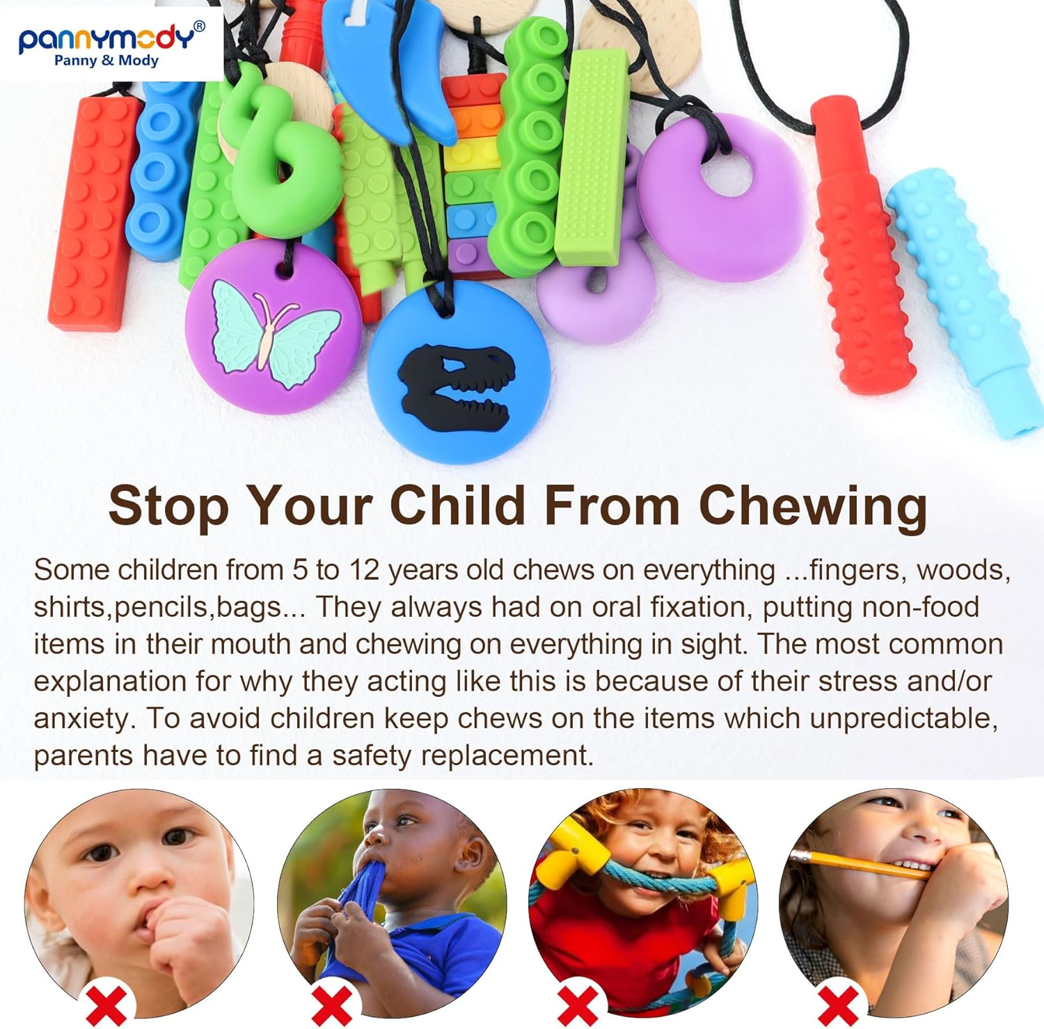 Panny & Mody Australian Local Manufacturer Sensory Chew Necklace for Kids Boys Girls, Silicone Tortoise Pendant Teething Necklace for Toddler Boys Children with Anxiety Autism ADHD Oral Motor, Chewable Jewellery - Blue - Blue+Green+Pink+Purple image number 3