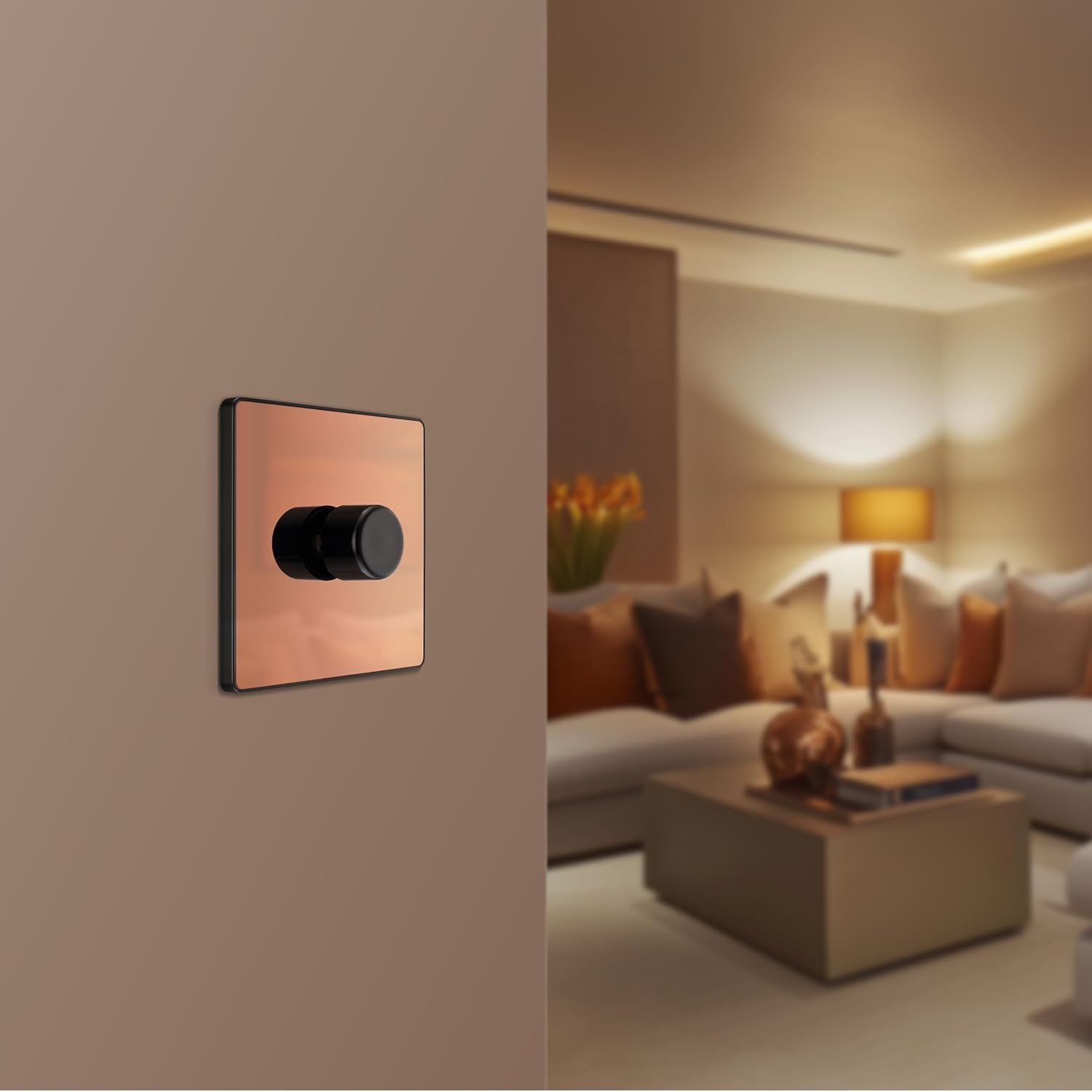 BG Electrical PCDCP81B Smart Single Wall Dimmer Switch, 2 Way, Screwless Faceplate, Evolve, Polished Copper, 200W image number 1