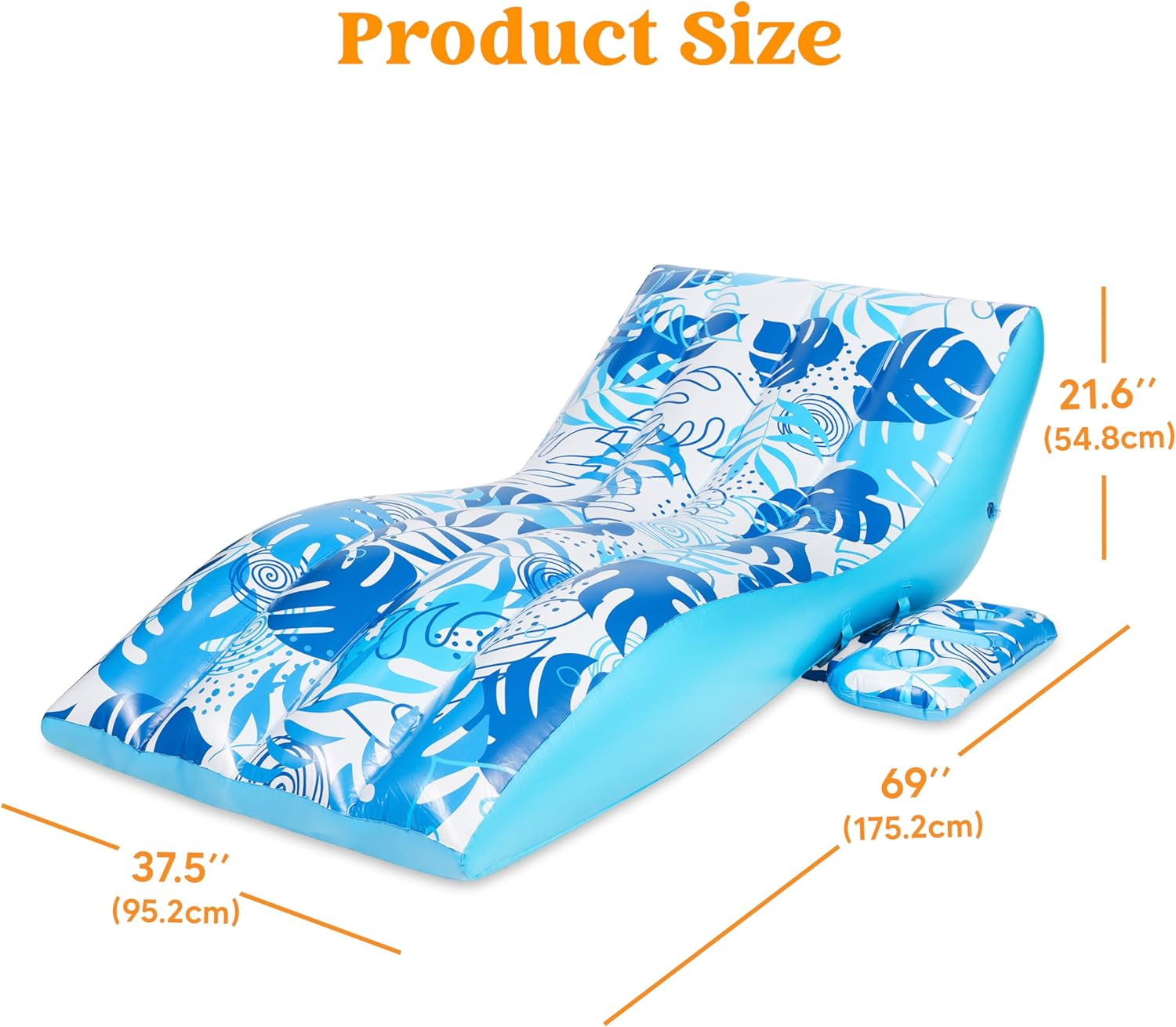 Sloosh Inflatable Pool Floats Adult - Extreme Comfort Pool Lounge Chair with Detachable Cup Holder, Heavy Duty Lounger Floating Chair Floaties Raft Water Floaty Blow up Recliner Lake Tanning Float image number 5