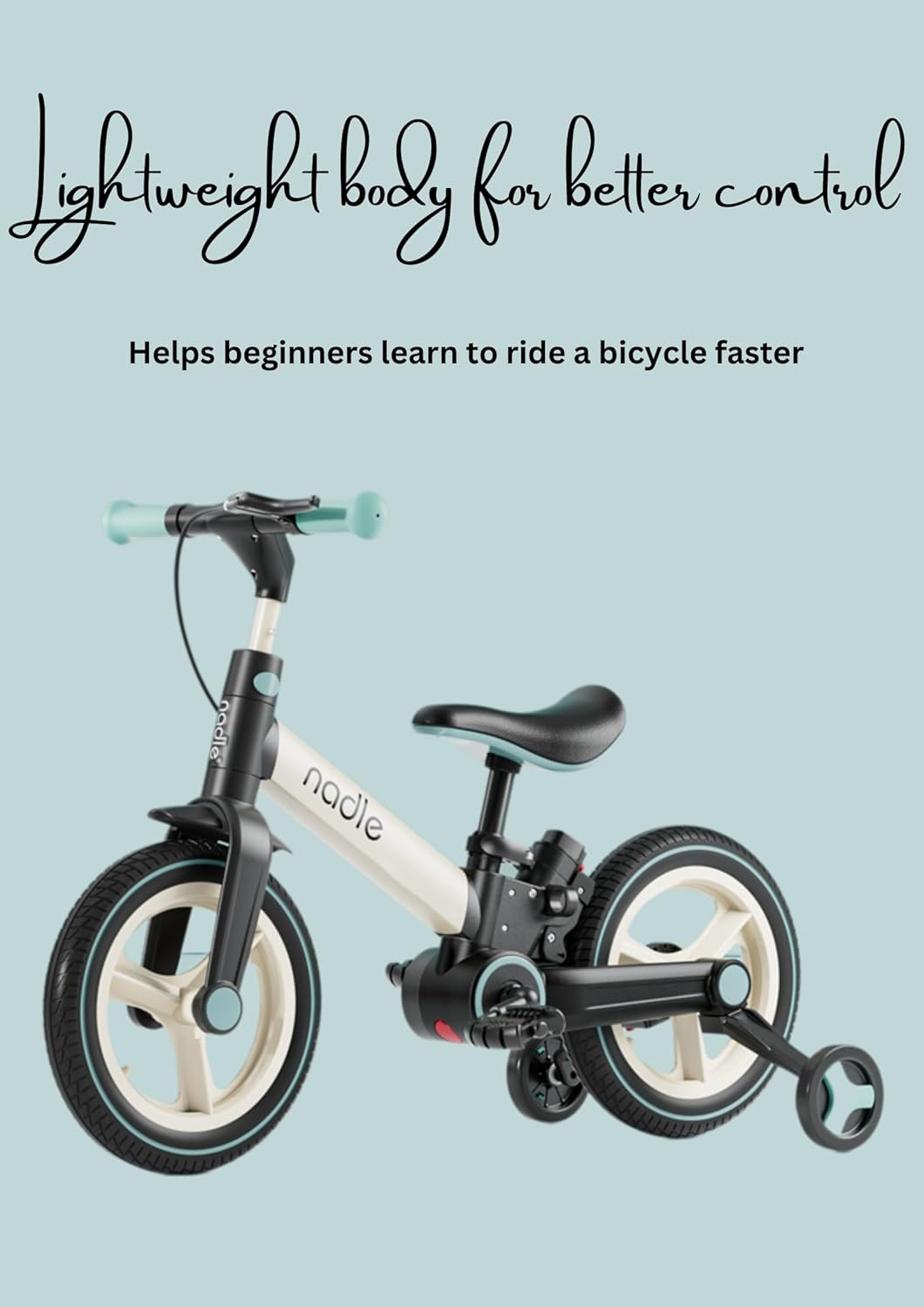 Nadle Kid'S 4 in 1 Balance Bike, Bicycle with Optional Training Wheels And/Or Parent Handle - Red image number 4