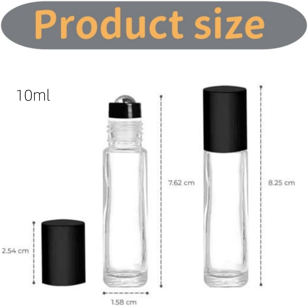 DACUAN 20Pcs 10 Ml Essential Oil Glass Roller Bottles with Roller Balls and Lids, Leak Proof Roll Bottles for Aromatherapy Facial Body Care, Travel Perfume Essential Oil (Transparentl)