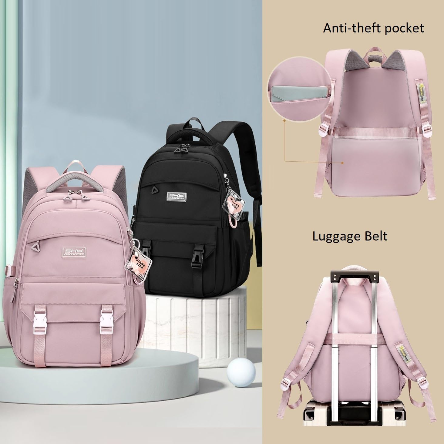 ETAISHOW Kids Backpack for Teen Girls Plain School Bag for Elementary Middle School Bookbag for Women