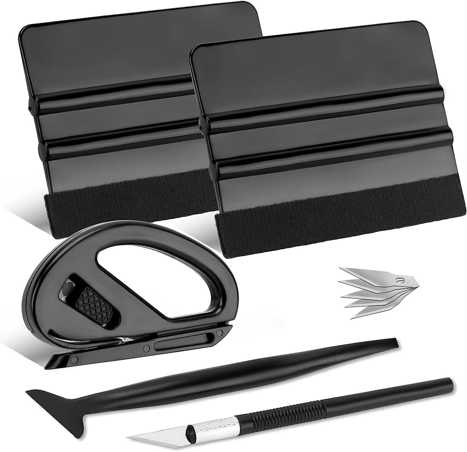 Window Tinting Tools, Window Film Kit, Professional Car Wrap Kit, Vinyl Wrap Kit, Tint Kit Includes Square with Flannel Squeegee, Carving Knife, Safe Membrane Cutter, Edge Trimming Squeegee.