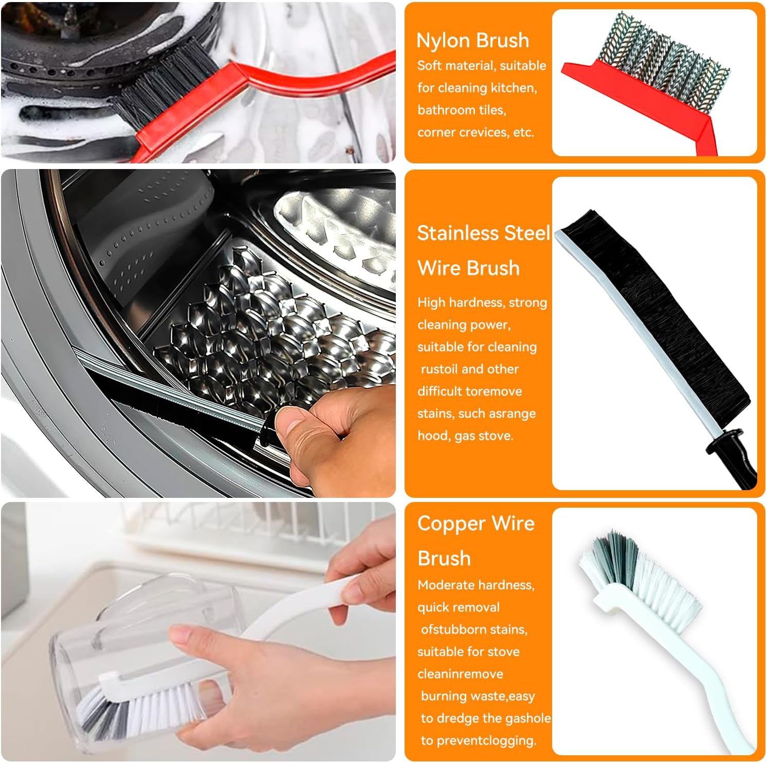 Shanghigh Crevice Cleaning Brushes - 8PCS Scrub Brush Toliet Cleaner, Grout Brush Set Clean Tools for Groove Corner, Home Essentials, Hard Bristle Cleaning Supplies for Kitchen, Bathroom and Toilet image number 5