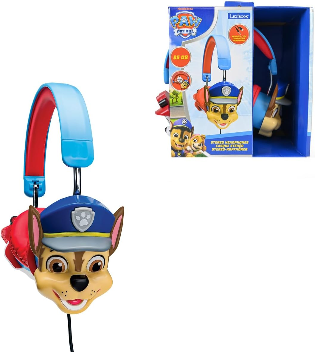 Lexibook, Paw Patrol HP015PA2 Foldable Wired Stereo Headphones with Volume Limiter, Chase, Blue image number 4
