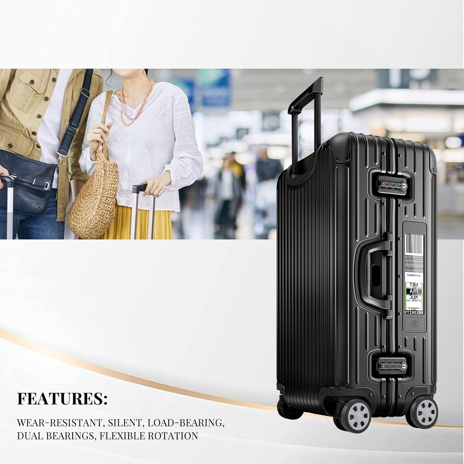 Ysyaxsyt Luggage Accessories Wheels Aircraft Suitcase Pulley Rollers Mute Wheel Wear- Parts Repair 55X12Mm image number 3