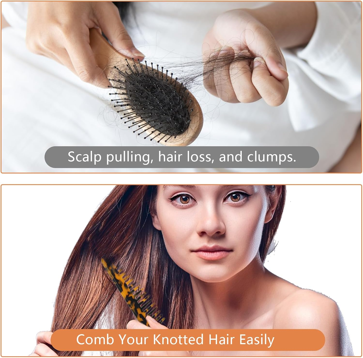 Xinjoduz 2 PCS Wide Tooth Comb, Large Cellulose Acetate French Hair Comb No Handle Beige Tortoise Shell Detangling Comb Leopard Print Design Shower Comb for Women Men Curly Wet Long Dry Hair Styling image number 4