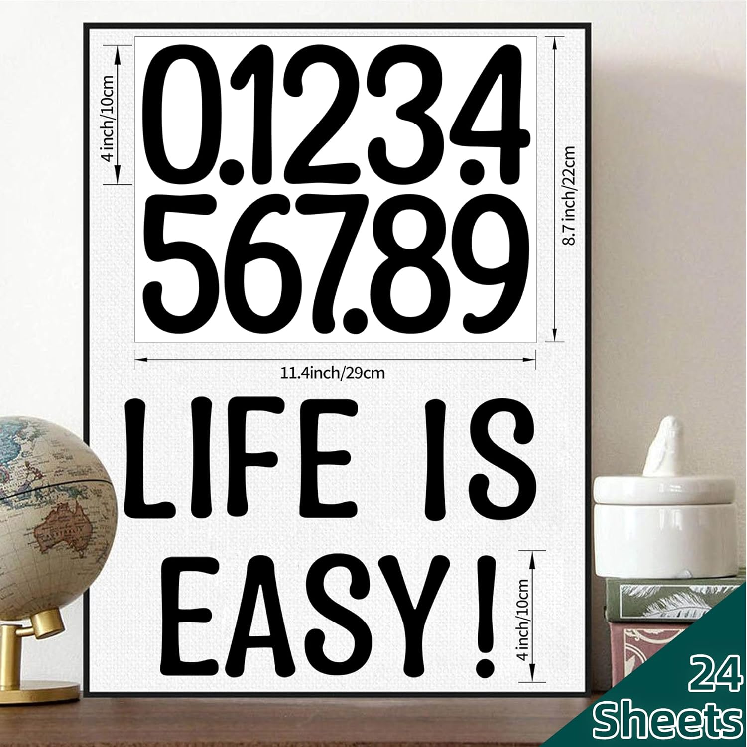 24 Sheets 1200Pcs Letter Stickers 4 Inch Large Alphabet Numbers Letter Stickers Vinyl Self-Adhesive Sticker Letters for Bulletin Boards Poster Board Mailbox Crafts Classroom Home Office Decor(Black) image number 2