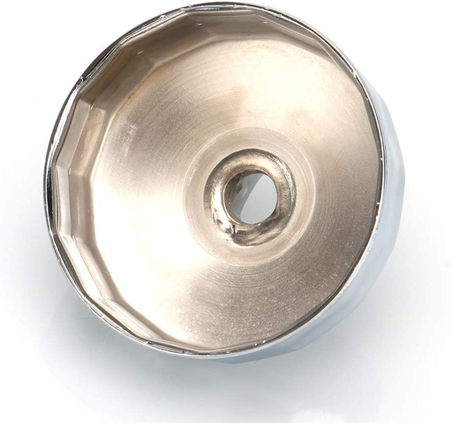 84Mm 14 Flutes Oil Filter Cap Wrench Tool Universal Chrome Plated Steel Oil Filter Removal Tool Compatible with Mercedes Dodge and Jeep 3.0L Diesel Engines(84Mm 14 Flutes) image number 2