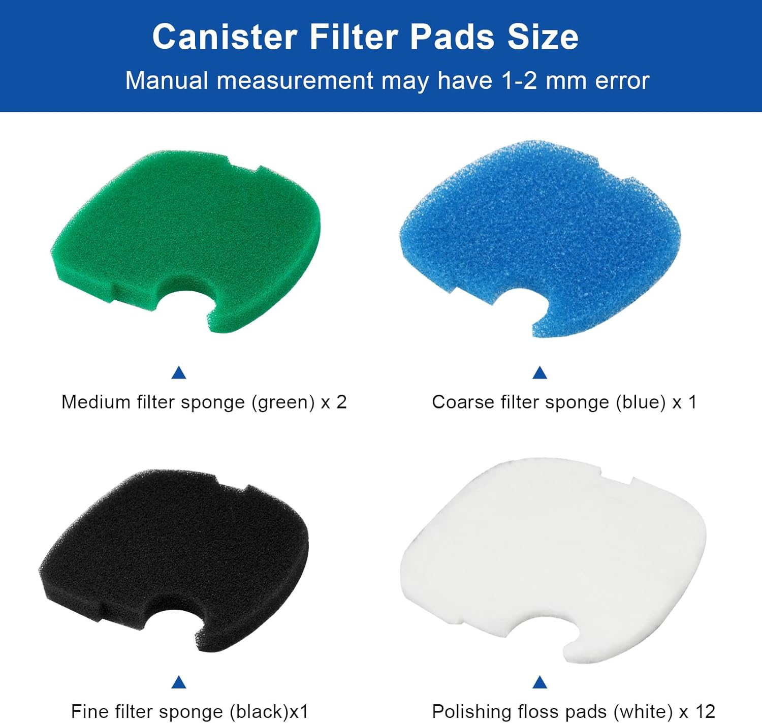 16 PCS Replacement Canister Filter Media Pads Compatible with SUNSUN HW-303B/703B Polar Aurora 370 GPH CF-400, Aquarium Bio Sponge Filter Pad Fish Tank Filters Floss Pad Parts image number 2