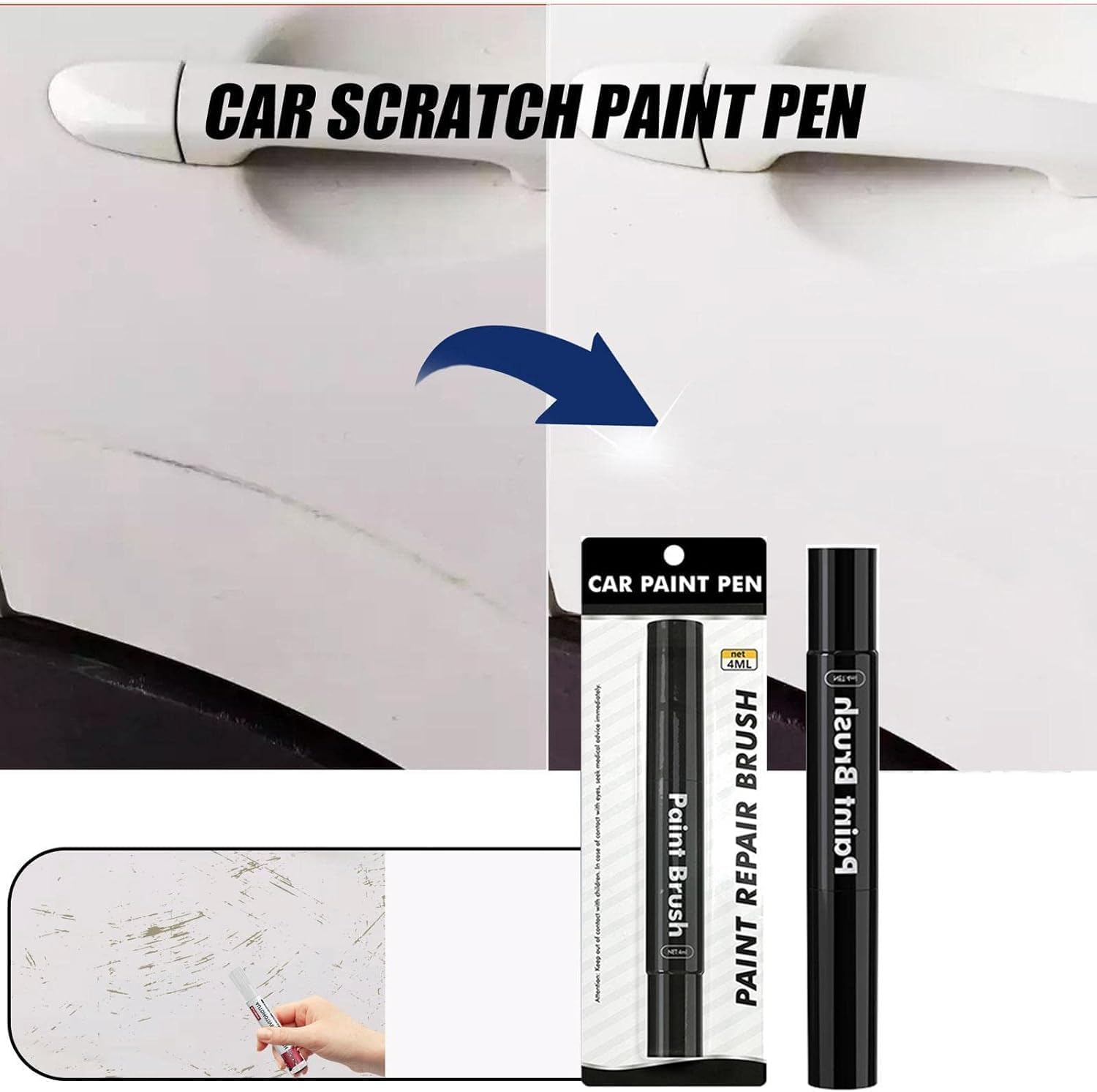 2PCS Car Touch up Pen Paint Scratch Repair with Polish Pen Wheel Fill Paint Pen Black/White/Multi-Color Optional for Various Cars Paint and Rim Repair image number 1