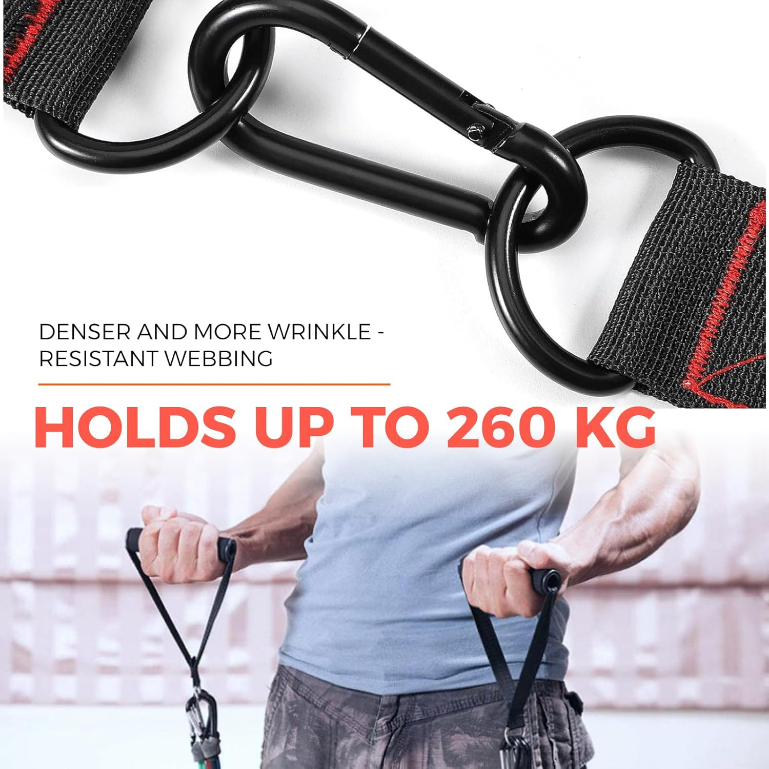 Heavy Duty Exercise Handles for Resistance Bands and Cable Machines, Tricep Rope Cable Attachment, Gym Equipment Handles Replacement, Home Gym Workout Grips, Supports up to 260Kg, Universal Fit image number 5