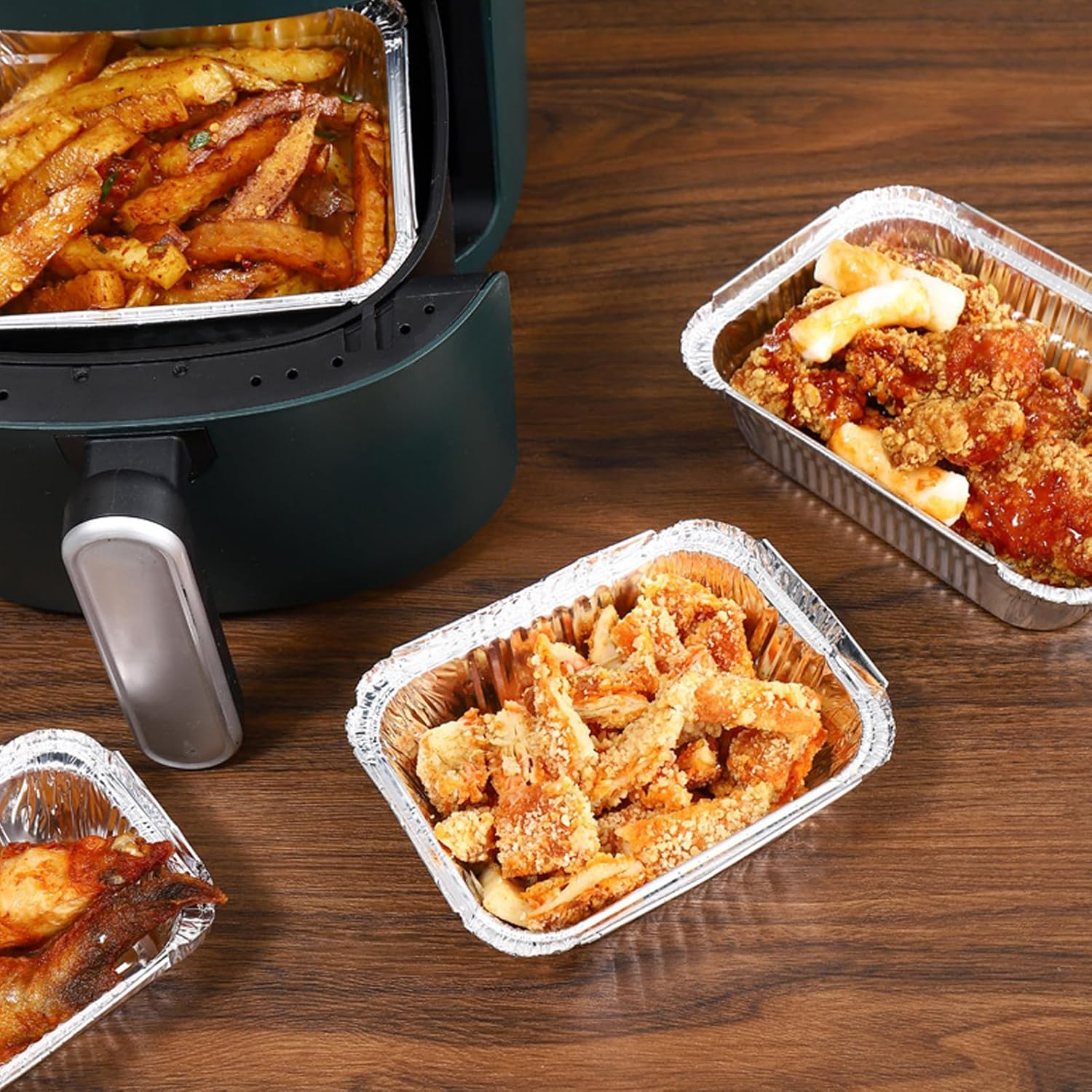 50 Pack Pans with Lids, Aluminum Foil Pans with Lids, Disposable Foil Tray, Steam Table Deep Pans, Tin Foil Pans for Cooking, Food Storage, BBQ, Grilling, Catering image number 5