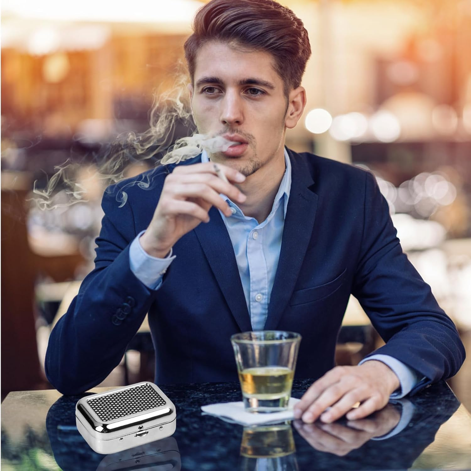 1Pc Pocket Ashtray Mini Square Metal Ashtray with Lid,Mini Portable Ashtray Square Metal Ashtray,Metal Mini Pocket Travel Ashtray image number 5