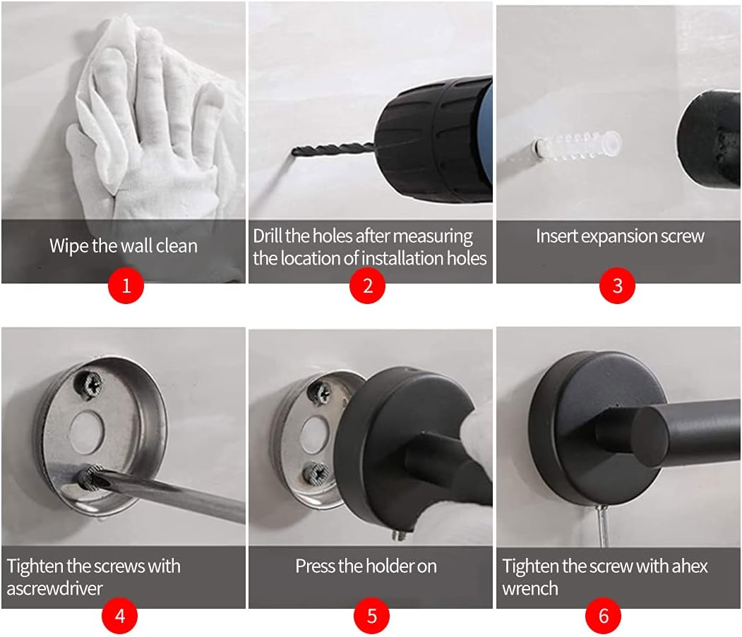 2Pcs Matte Black Toilet Paper Holder and Towel Ring Set, Stainless Steel Hand Towel Holder and Towel Hanger with Hardware Pack - 2Pcs Matte Black image number 5