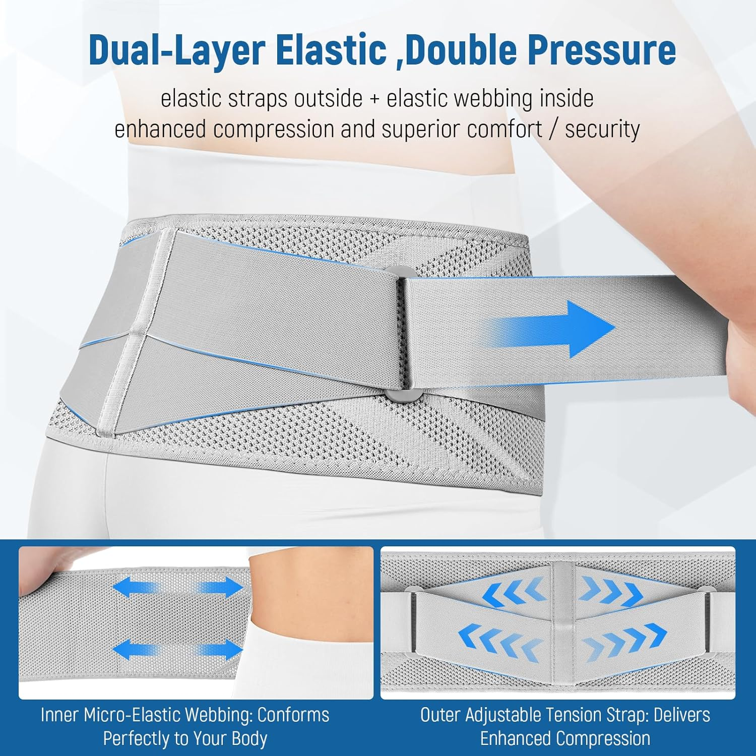 Back,Pelvic and Sacral Nerve Pain Relief,Hip Stabilizer Brace for Si Joint Dysfunction Trochanteric (Gray, Large) image number 5